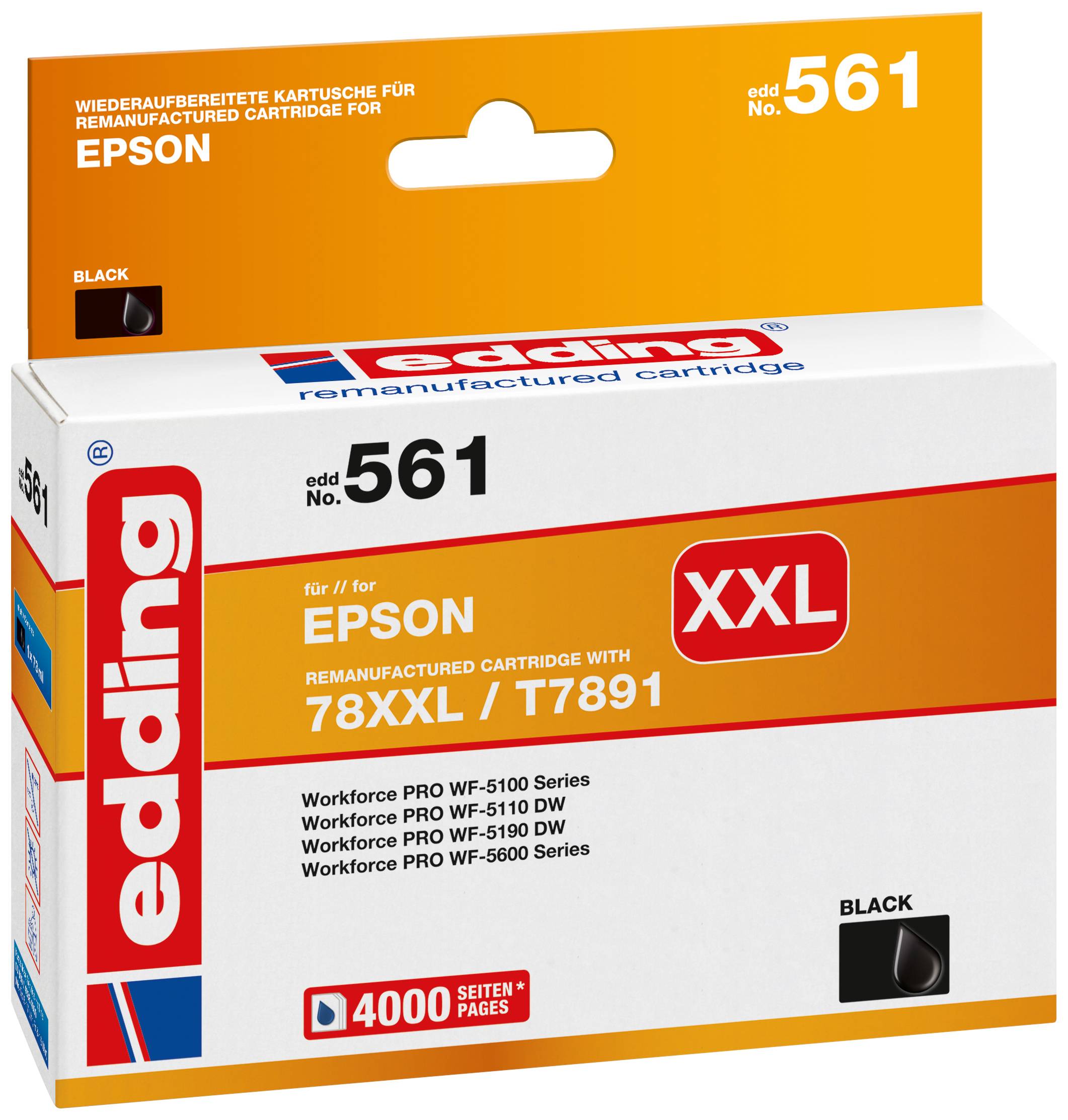 Edding Encre remplace Epson 78XXL, T7891 compatible noir EDD-561 18-561