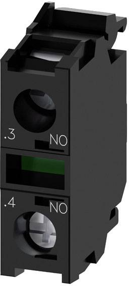 Interrupteur électrique noir avec deux ouvertures circulaires, étiqueté '.3 NO' et '.4 NO', destiné au contrôle de circuits électriques.