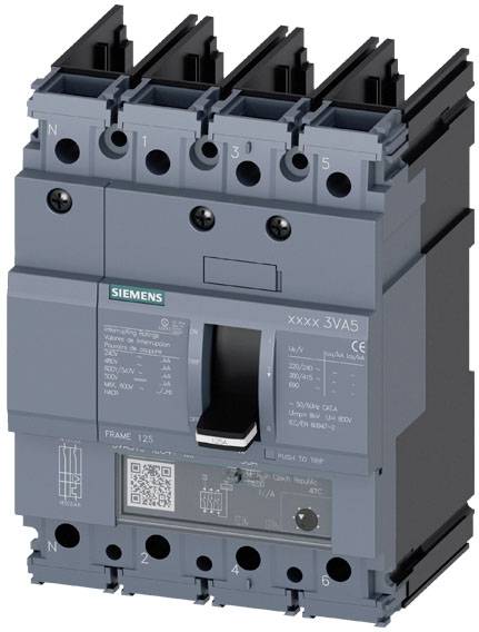 Disjoncteur Siemens, 3VA5, avec poignée rotative, pour applications de protection électrique.