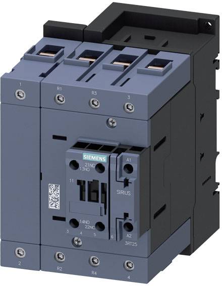 Un contacteur bleu multipolaire Siemens de la série SIRIUS, typiquement utilisé pour le contrôle de machines électriques.