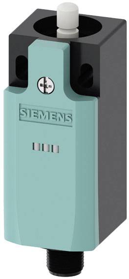 Un capteur rectangulaire avec une face avant bleue et des côtés noirs, portant le logo 'SIEMENS' au centre. Un bouton cylindrique est situé en haut.