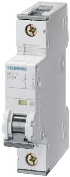 Un disjoncteur blanc Siemens en vue de dessus, montrant les éléments de circuit et la désignation de produit '5SY MCB1'.