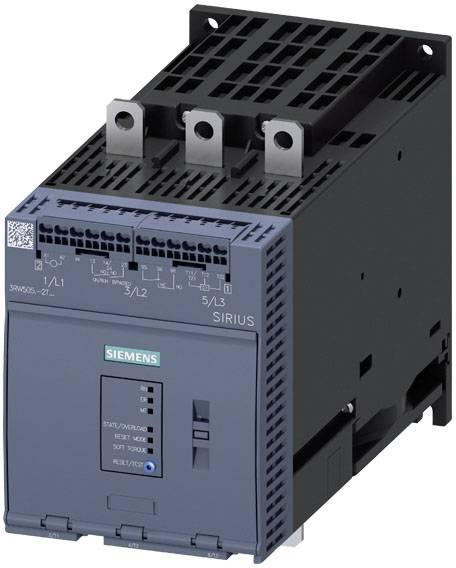 Un relais de surcharge triphasé de Siemens de la série SIRIUS, adapté à une utilisation industrielle, montre les connexions en haut.