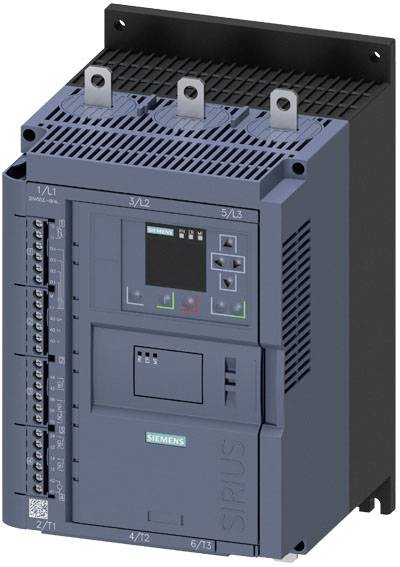 Un appareil de commande Siemens SIPART PS2 bleu avec des connexions et un affichage sur la façade, monté sur une plaque noire.
