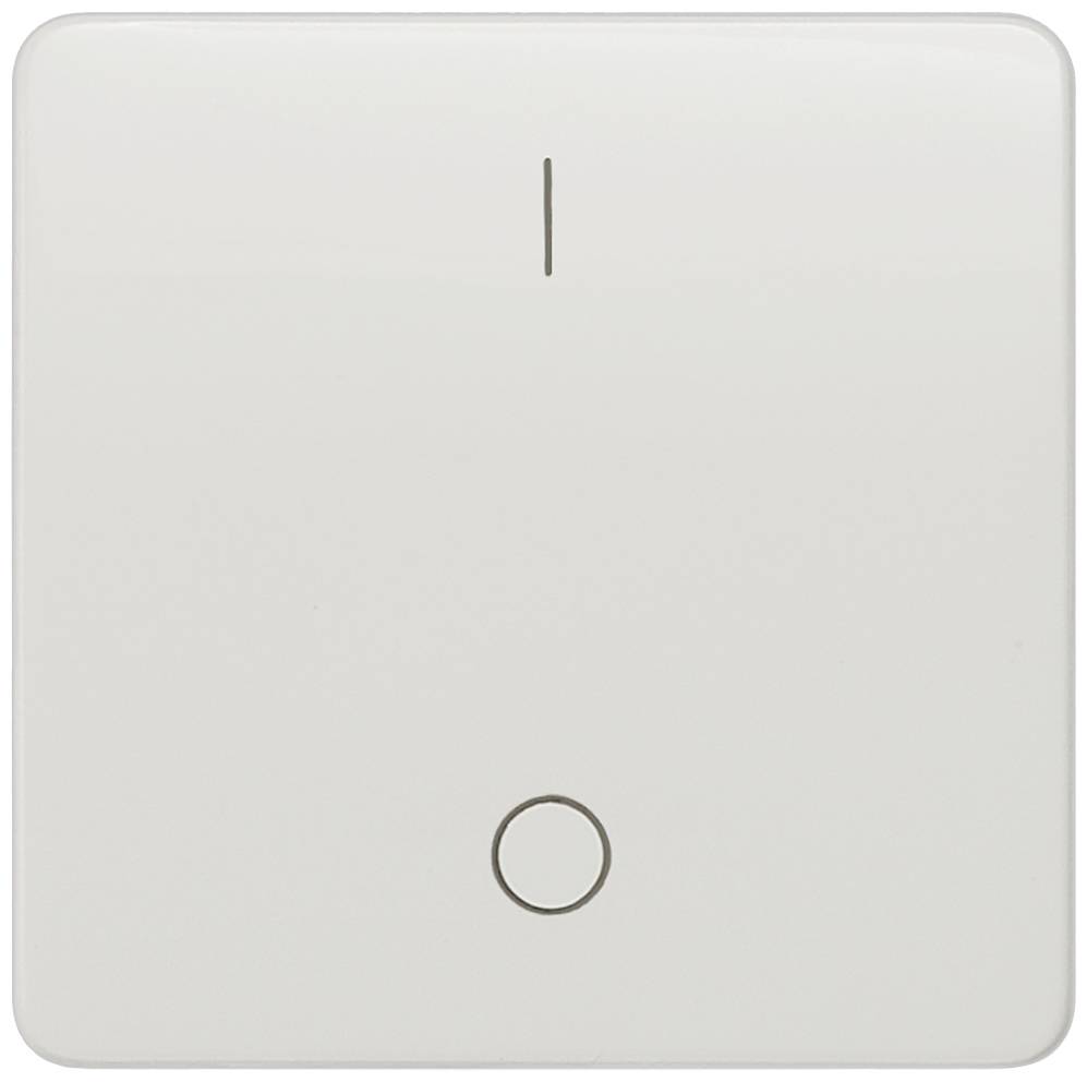 Un interrupteur simple, blanc, au design discret avec une fine ligne verticale au centre pour faciliter l'orientation.