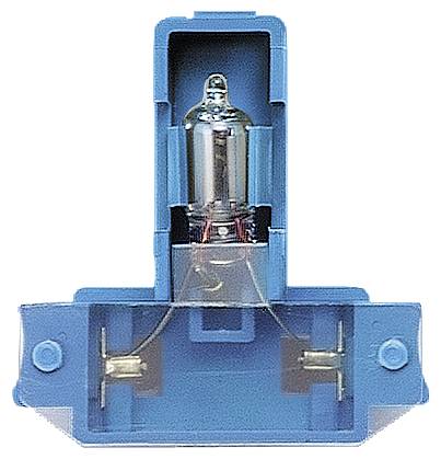 Une lampe halogène bleue dans un support utilisé pour les phares d'automobile.