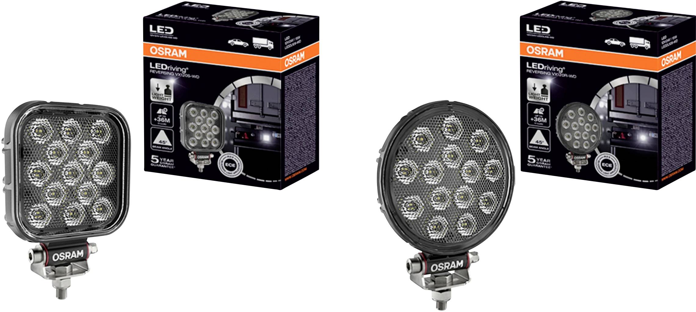 OSRAM Phare de recul 12 V, 24 V LEDriving Reversing VX 120R-WD, runder LED Rückfahrscheinwerfer LEDDL108-WD éclairage à large