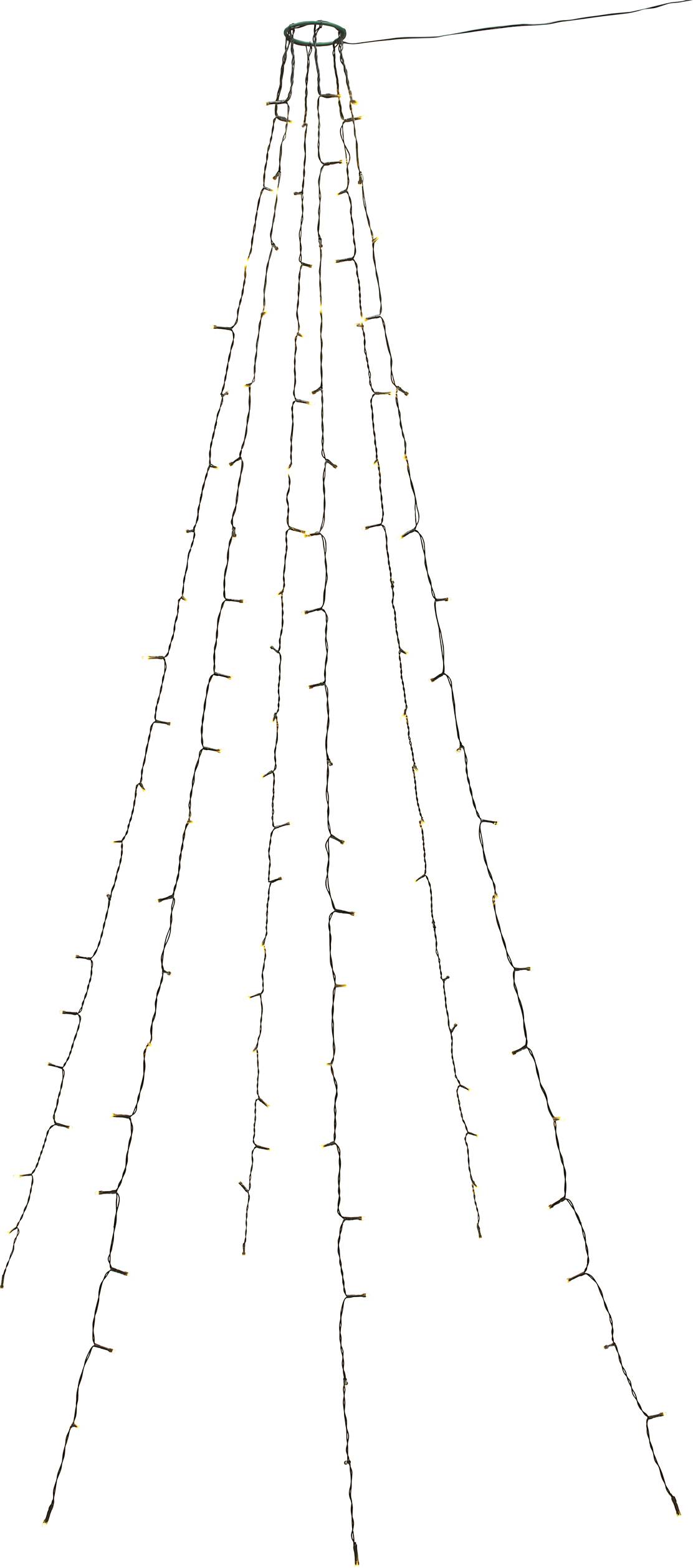 Guirlande lumineuse en cascade, composée de plusieurs fils garnis de petites lumières suspendues à partir d'un point unique, idéale pour la décoration.