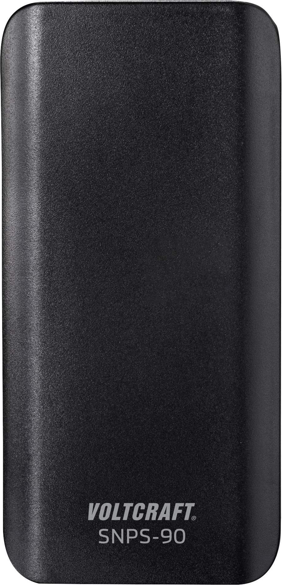 Bloc d'alimentation portable Voltcraft SNPS-90 en noir, de forme rectangulaire simple, convient à l'alimentation électrique de divers appareils.