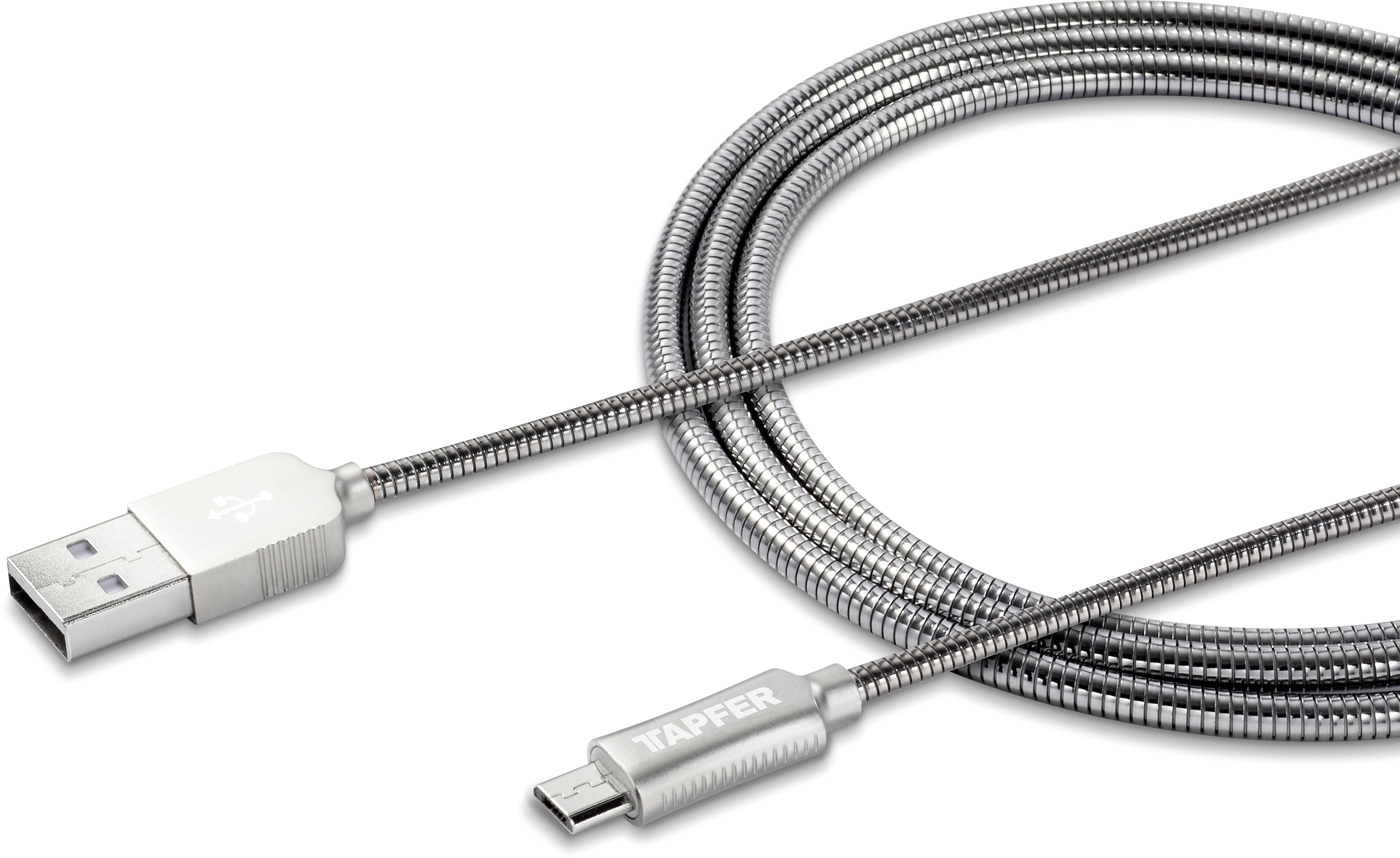 Tapfer USB 2.0 Anschlusskabel [1x USB 2.0 Stecker A - 1x Micro-USB] 1.2 m Silber