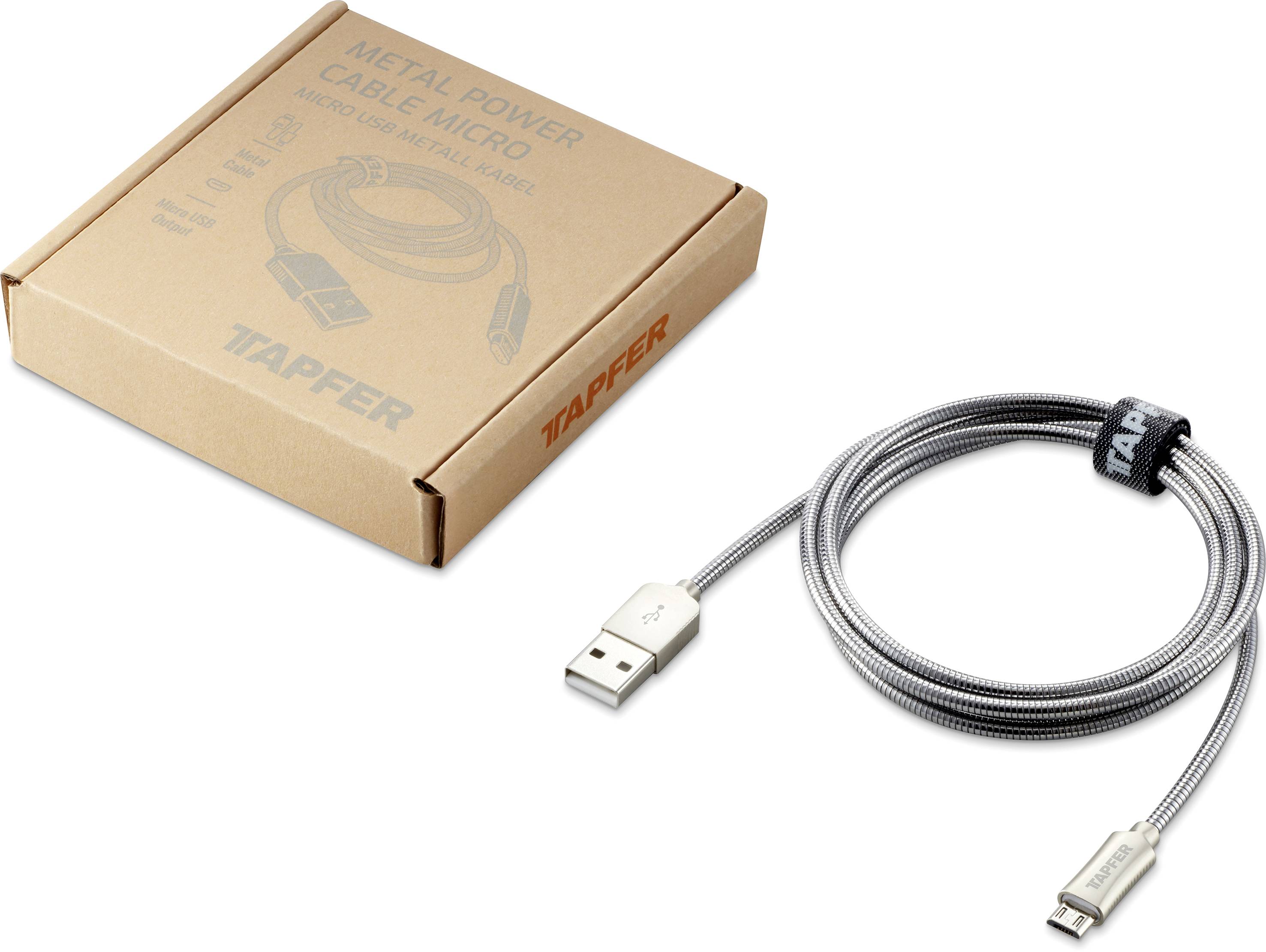 Tapfer USB 2.0 Anschlusskabel [1x USB 2.0 Stecker A - 1x Micro-USB] 1.2 m Silber
