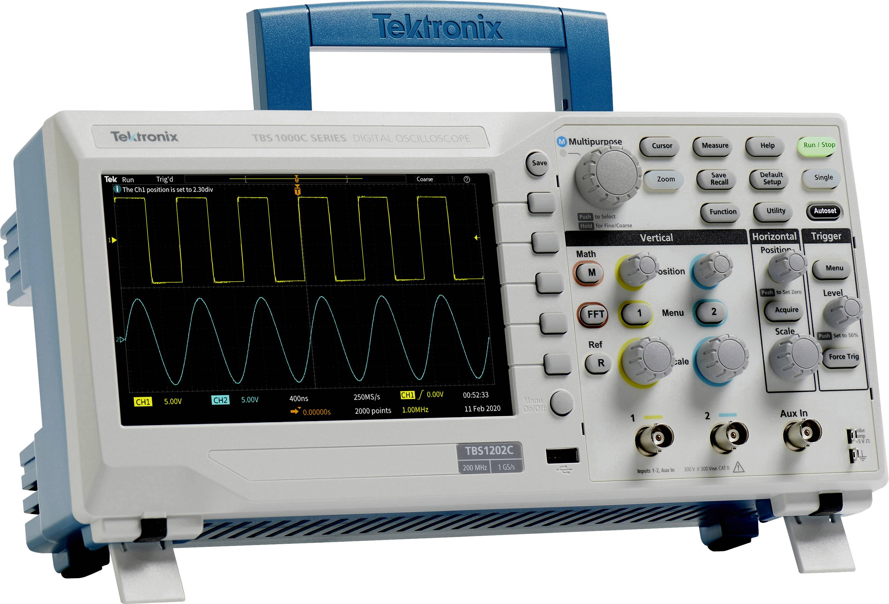 Oscilloscope numérique Tektronix TBS1072C 70 MHz 1 Géch/s 20 kpts 8 bits