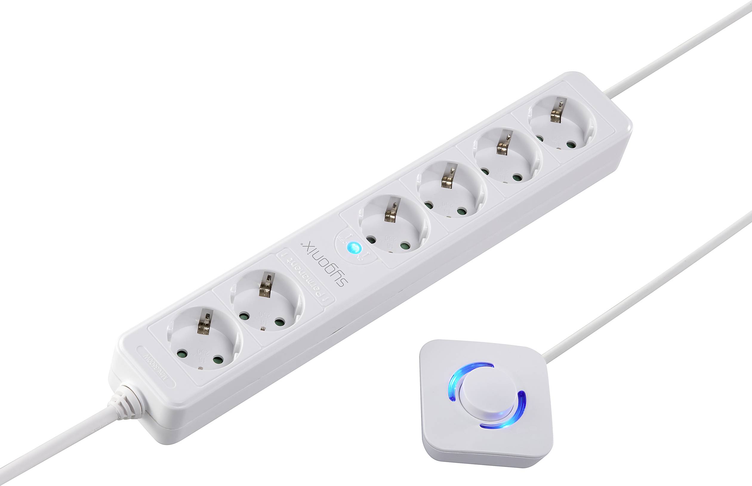 Bloc multiprise avec interrupteur Sygonix SY-4535066 blanc contact de protection 1 pc(s)