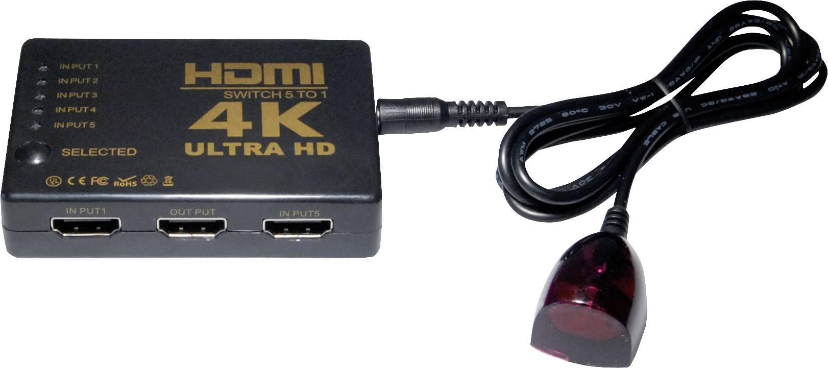 Maxtrack CS 1-5 L Switch HDMI avec télécommande noir