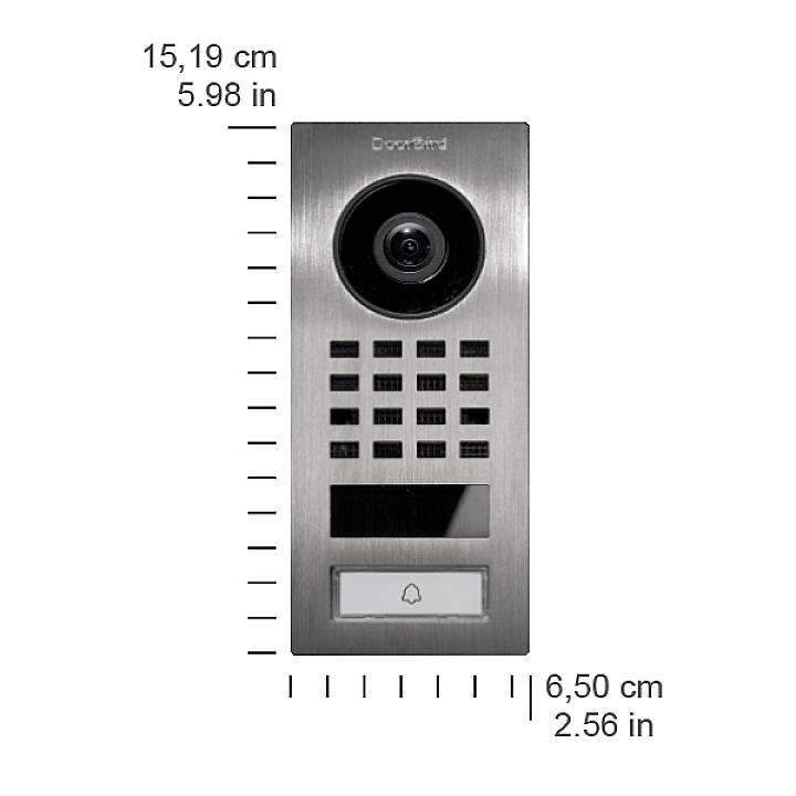 Interphone vidéo IP DoorBird D1101V Aufputz Wi-Fi, Ethernet Station extérieure acier inoxydable V2A (brossé)