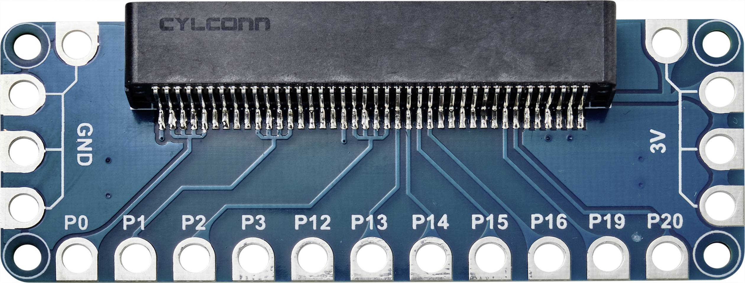 Adaptateur de carte de prototypage avec connexions, compatible avec les microcontrôleurs. Conçu pour des projets électroniques simples et le prototypage.