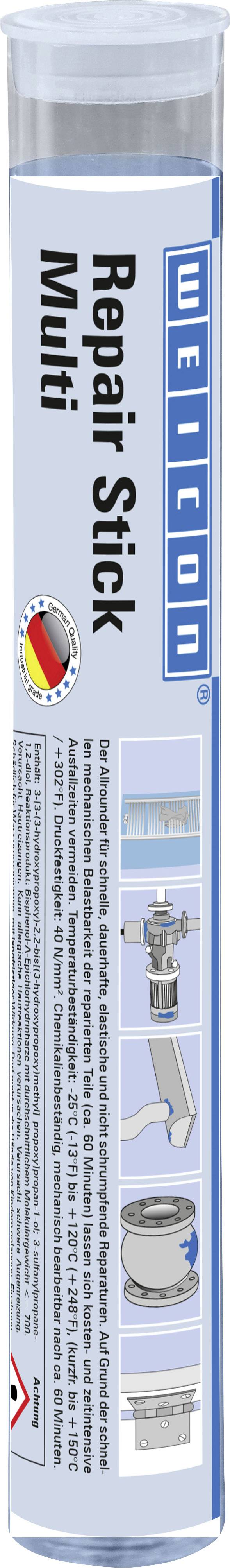 Stick réparateur Weicon Multi en emballage bleu-gris avec des images illustrant son utilisation pour les réparations domestiques et techniques.