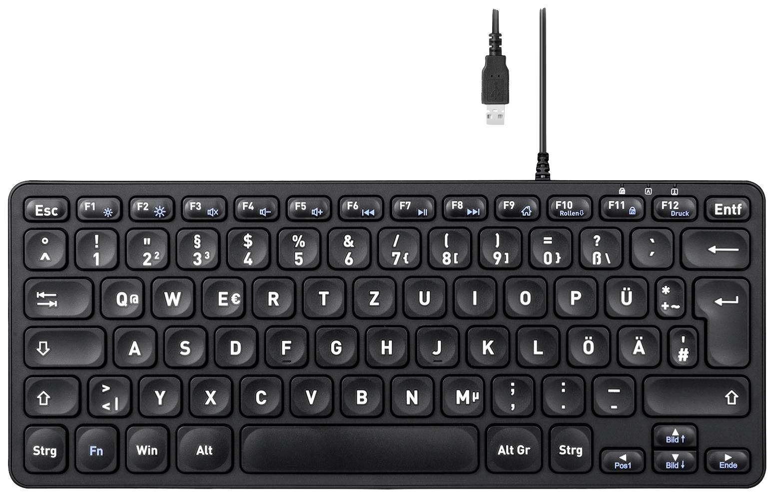 Perixx PERIBOARD-432 DE B USB Clavier allemand, QWERTZ noir