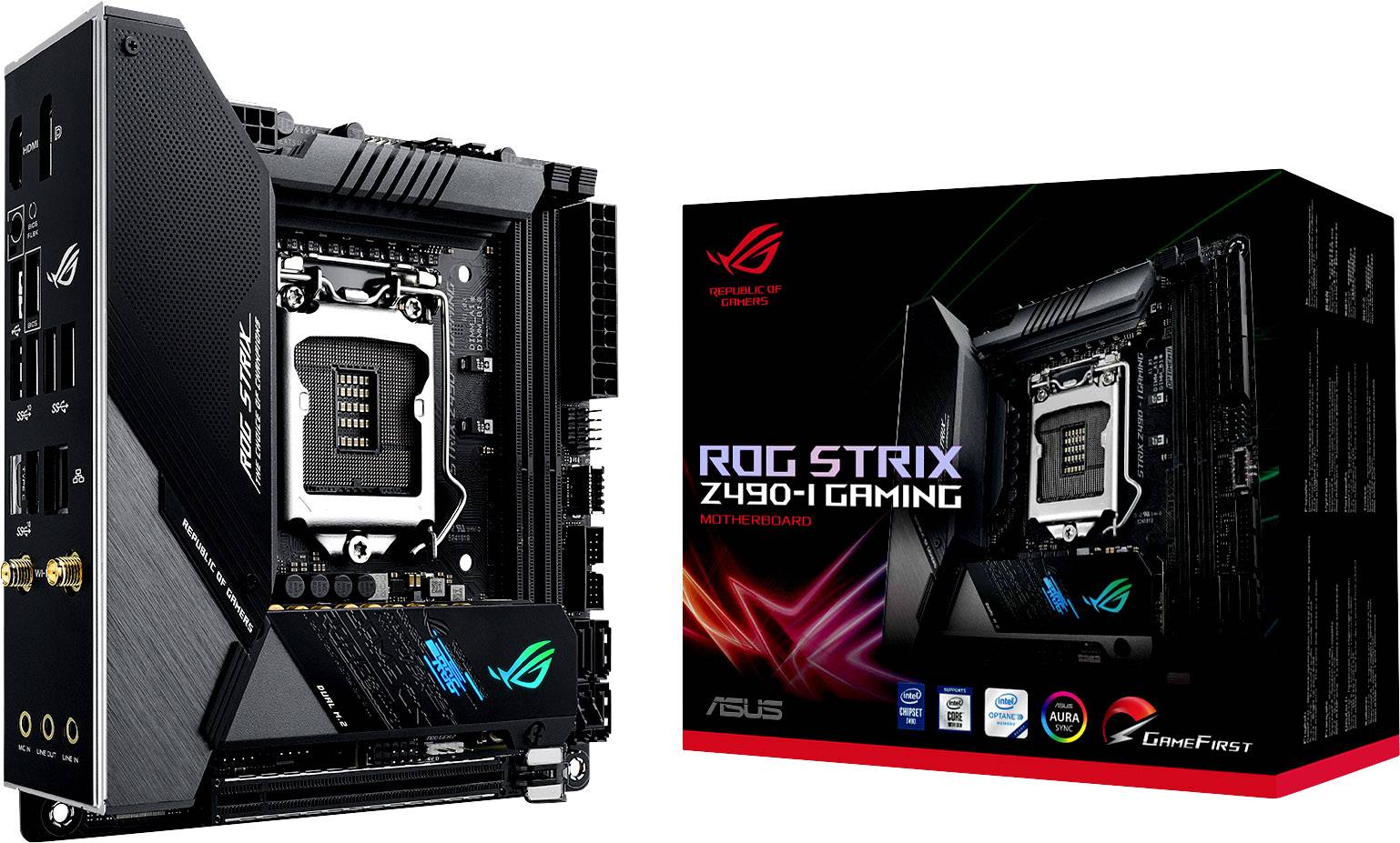 Asus ROG STRIX Z490-I GAMING Carte mère Socket (PC) Intel® 1200 Facteur de forme (détails) Mini-ITX Chipset de la carte mère