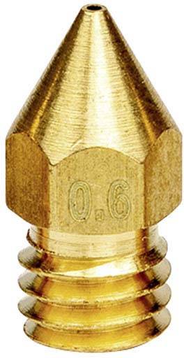 Buse en laiton portant la marque '0,6', probablement destinée à une imprimante 3D ou à un dispositif similaire.