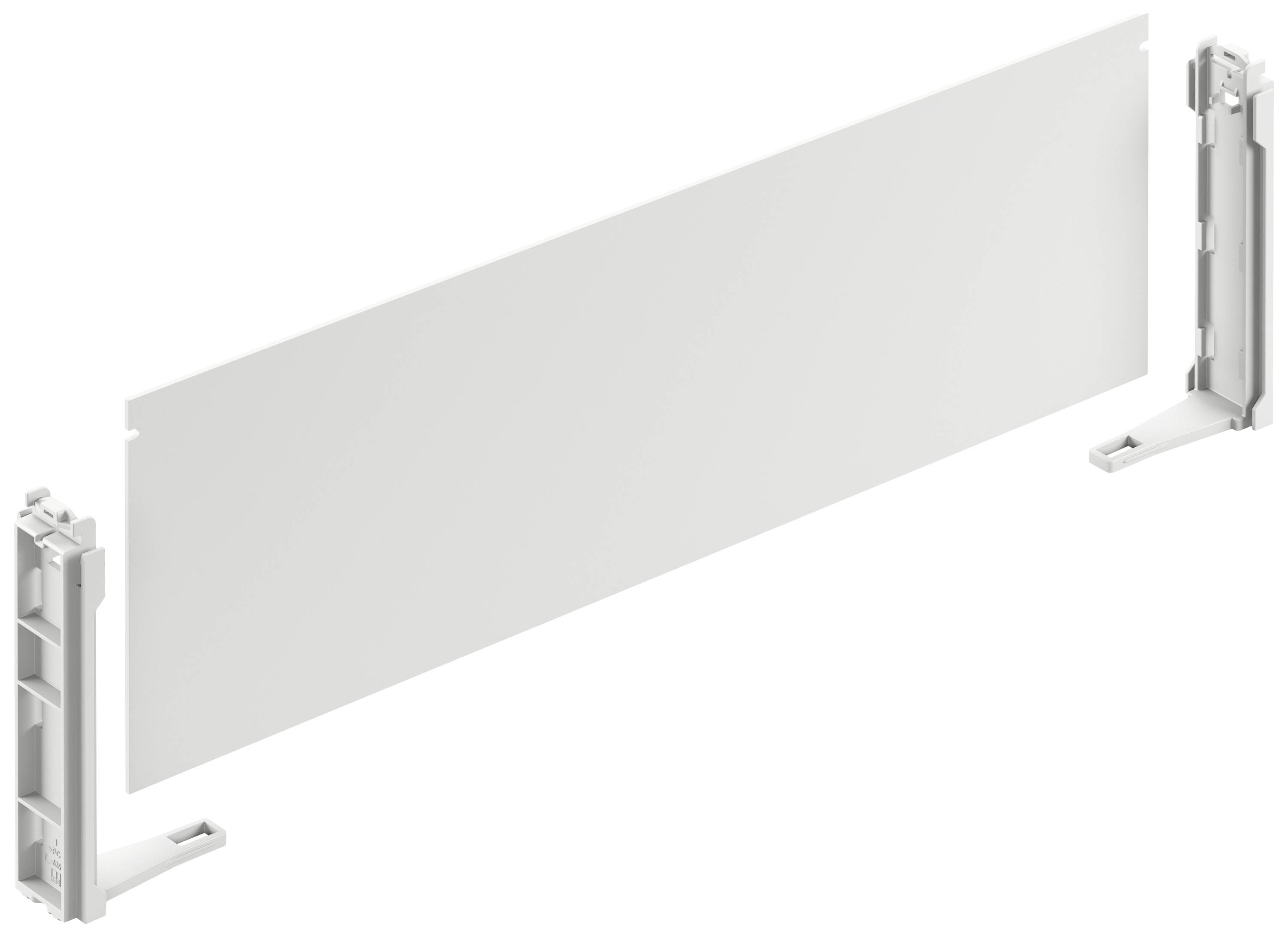 Plaque de protection visuelle blanche avec deux supports latéraux pour montage sur table.