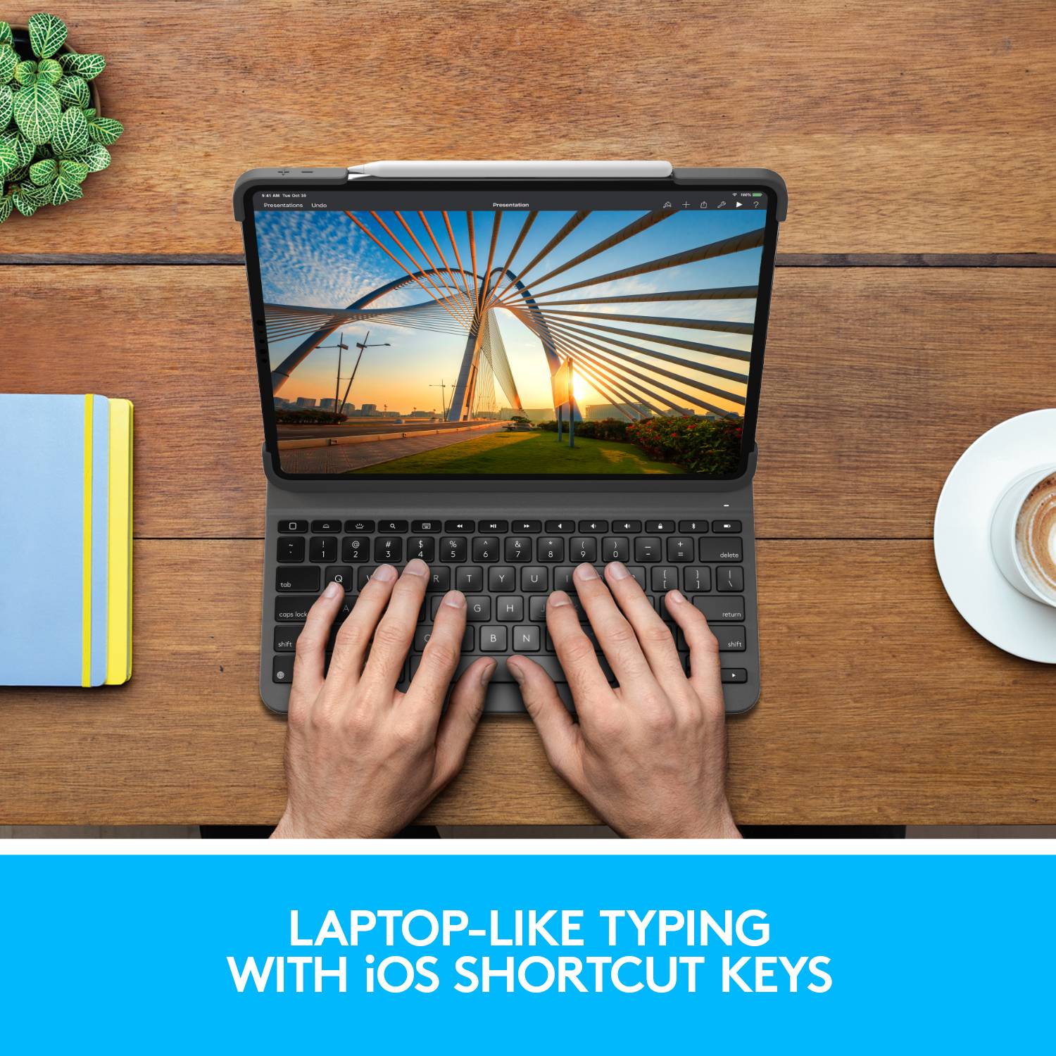 Logitech Slim Folio Pro Clavier pour tablette avec étui Adapté pour marque (tablette): Apple iPad Pro 12.9 (3ème génération)