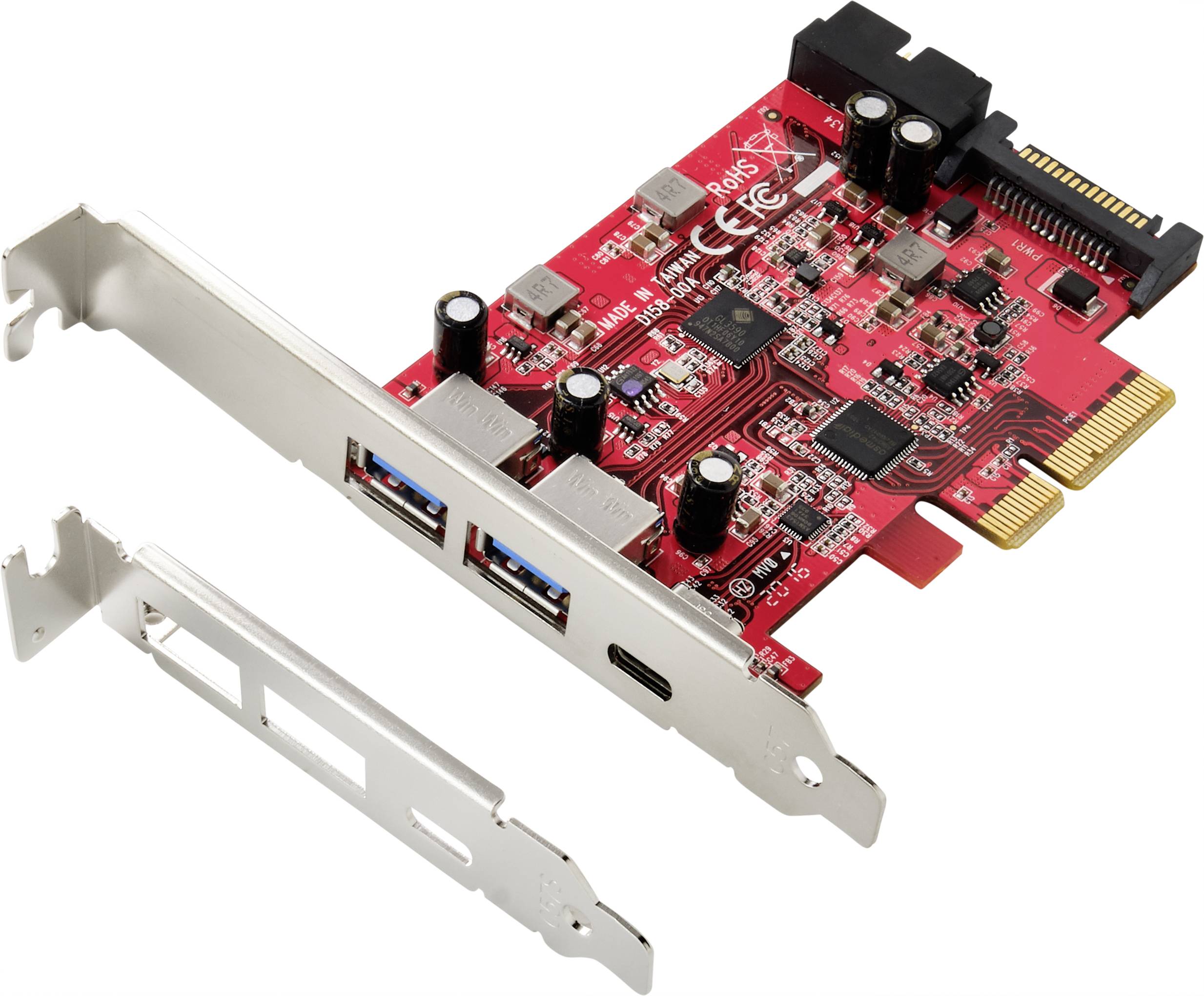 Renkforce 1+4 ports Carte contrôleur USB 3.1 USB 3.1 (2è gén.) PCIe x4