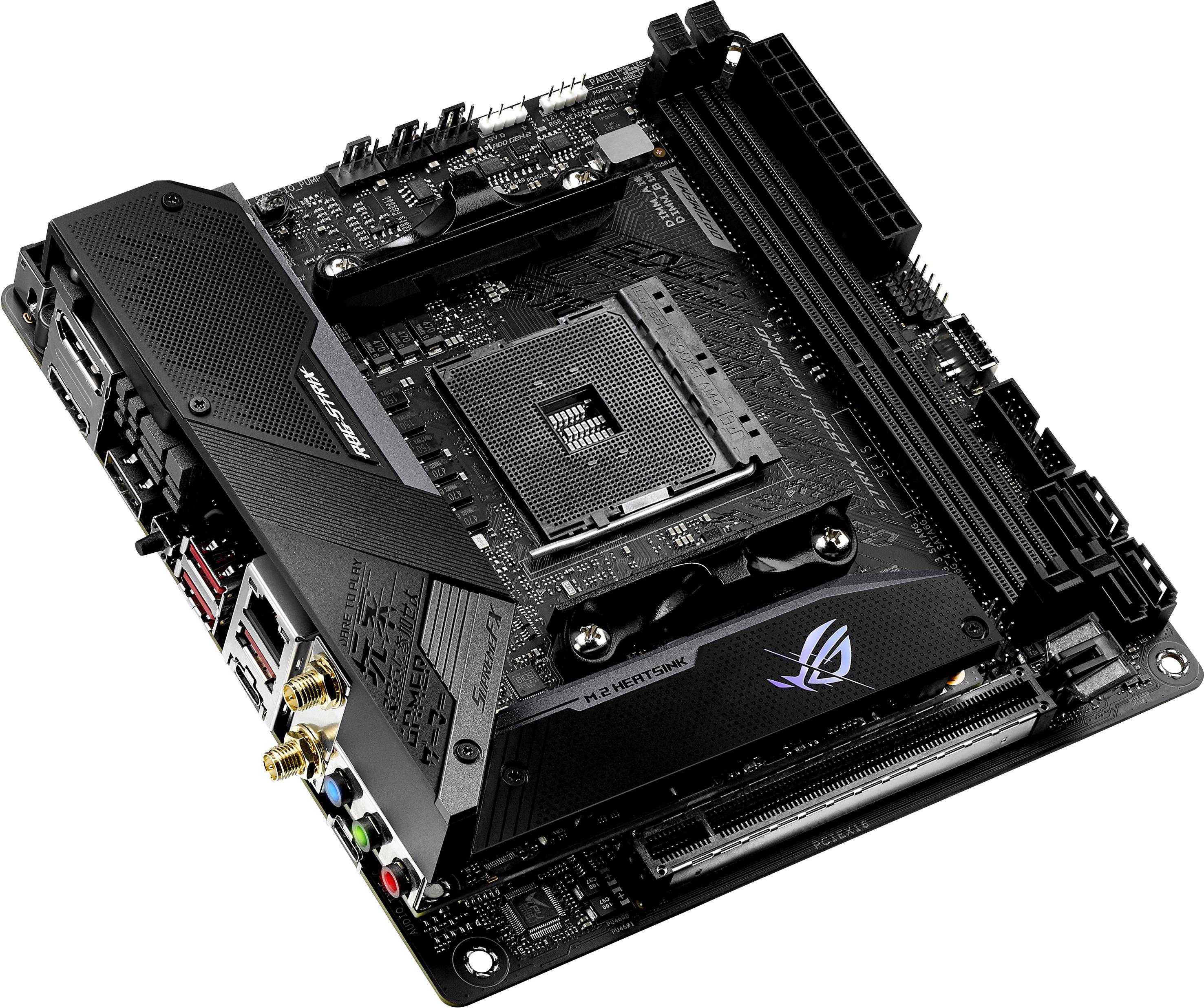 Asus ROG STRIX B550-I GAMING Carte mère Socket (PC) AMD AM4 Facteur de forme (détails) Mini-ITX Chipset de la carte mère AMD® B550