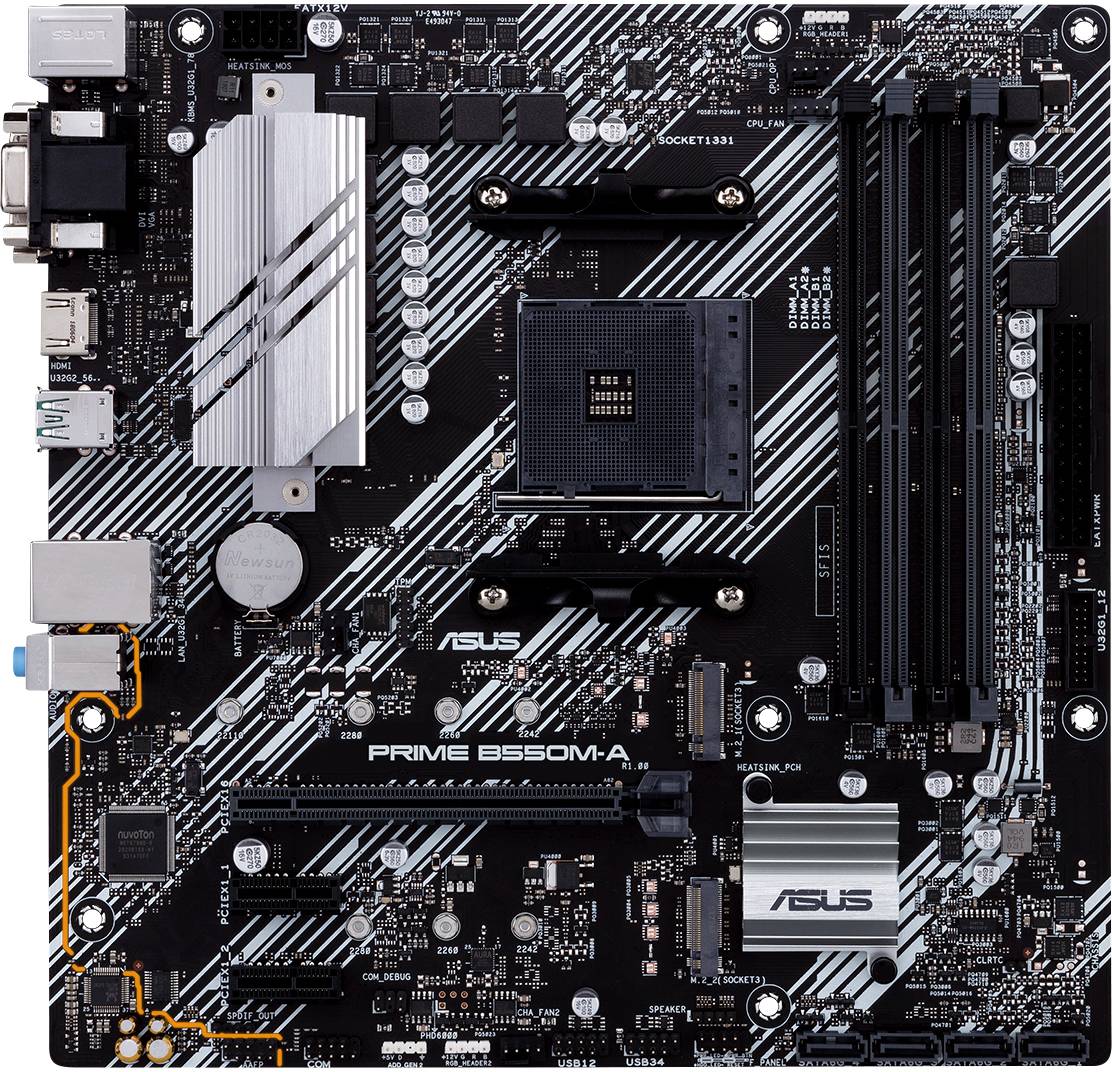 Asus PRIME B550M-A Carte mère Socket (PC) AMD AM4 Facteur de forme (détails) Micro-ATX Chipset de la carte mère AMD® B550