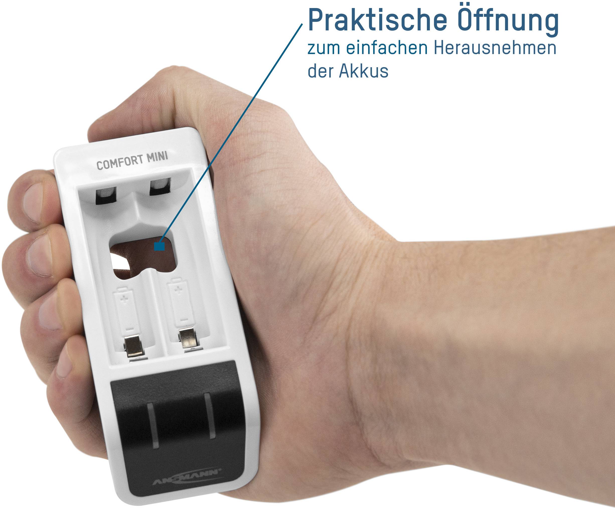 Ansmann Comfort Mini Chargeur de piles rondes NiMH LR03 (AAA), LR6 (AA)