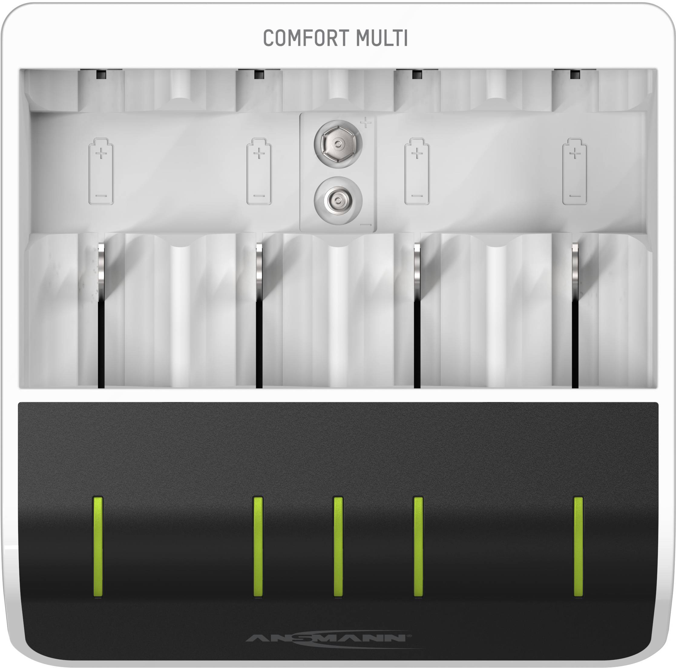 Ansmann Comfort Multi Chargeur de piles rondes NiMH LR03 (AAA), LR6 (AA), LR14 (C), LR20 (D), 6LR61 (9 V)