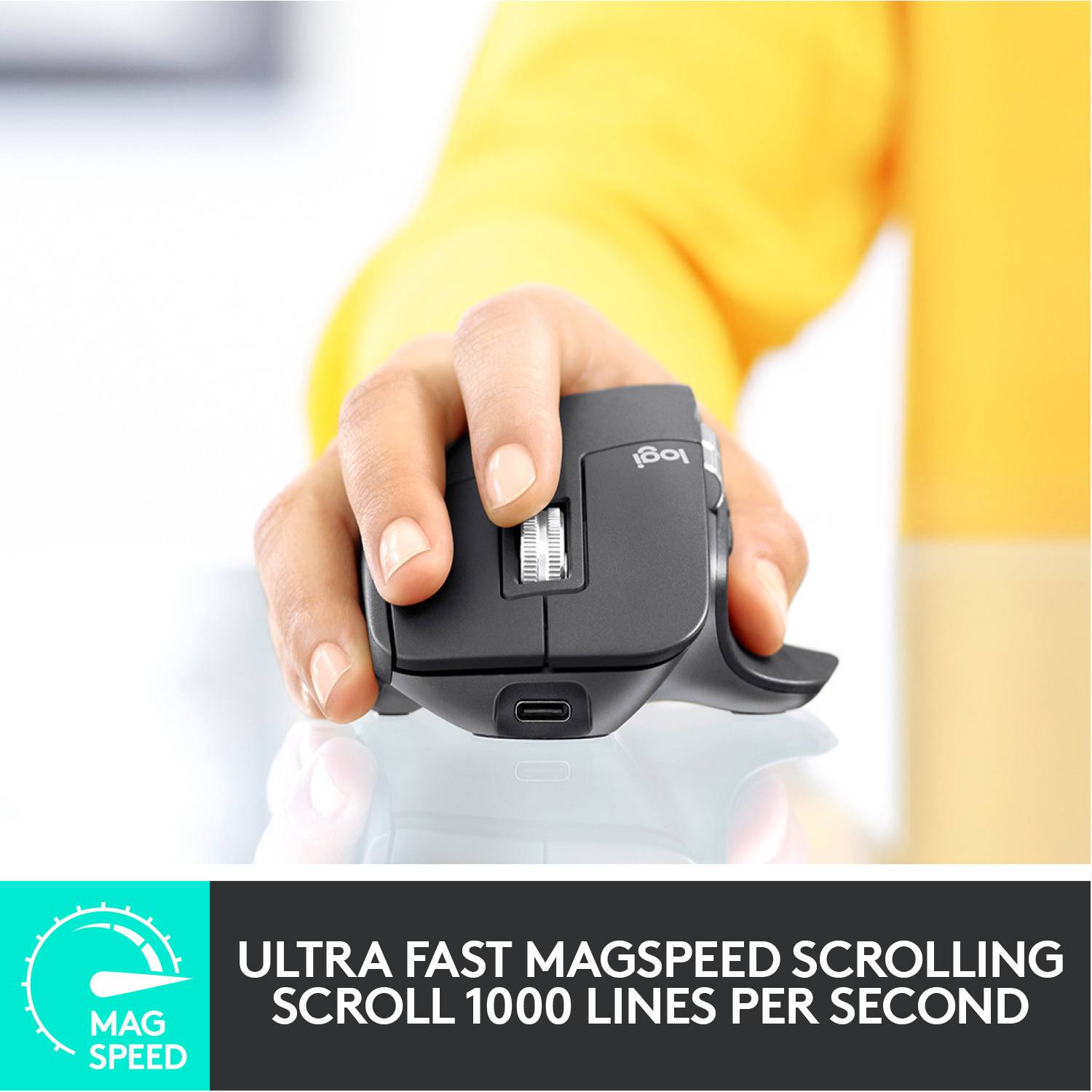 Logitech MX Master 3 Mac Version Souris ergonomique Bluetooth, radio optique graphite 7 Boutons 4000 dpi ergonomique, rechargeable