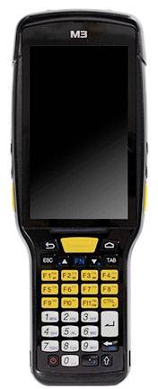 Un appareil portable robuste doté d'un grand écran et d'un clavier, utilisé pour la collecte de données et la gestion des stocks.