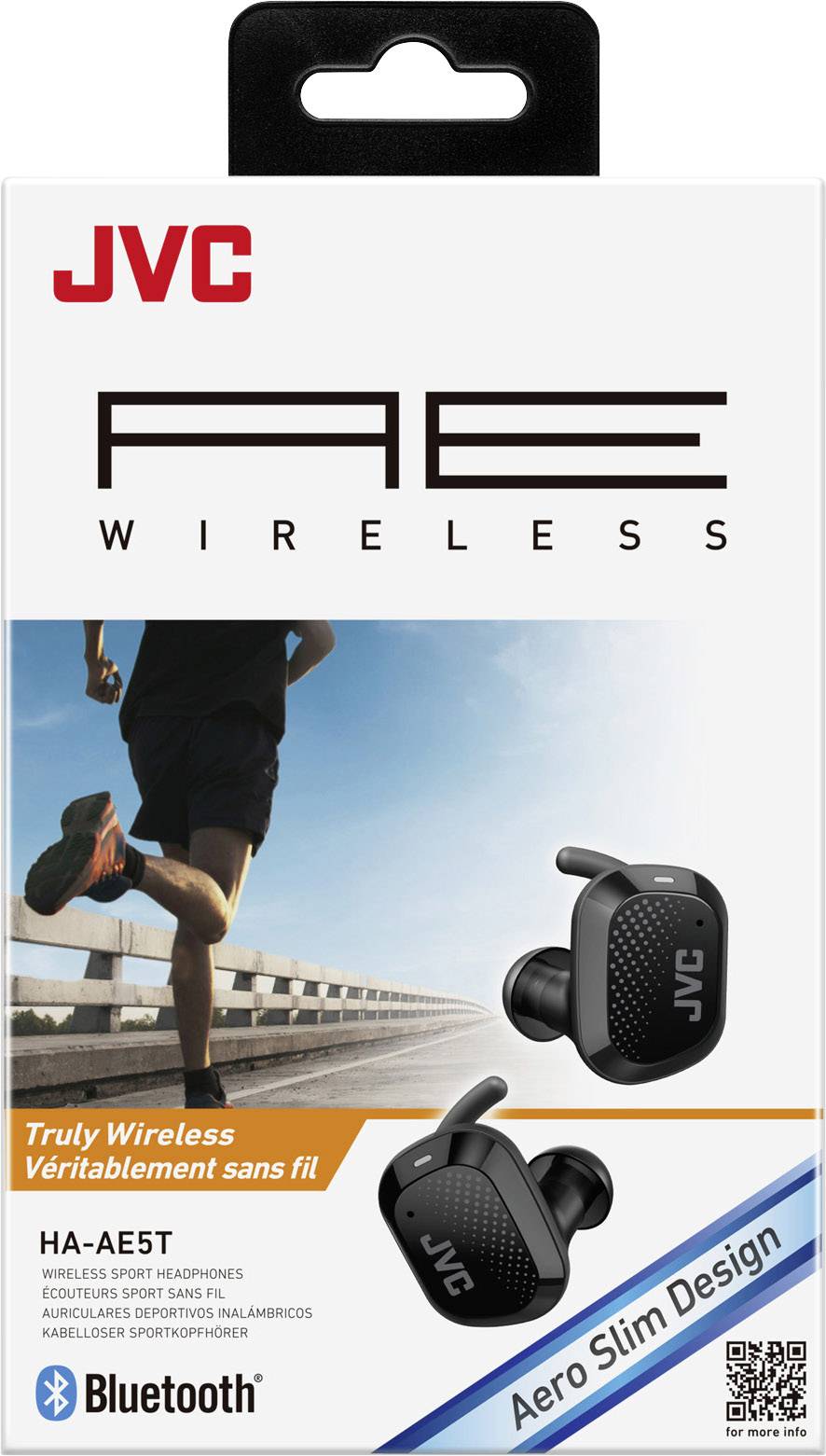 JVC HA-AE5T-B Bluetooth® Sport In Ear Kopfhörer In Ear Schweißresistent, Wasserbeständig Schwarz