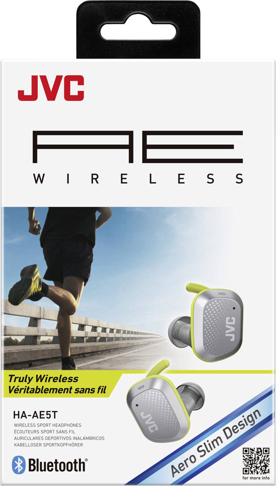 Écouteurs intra-auriculaires JVC HA-AE5T-H Bluetooth pour le sport résistant à la sueur, résistant à l'eau argent, jaune