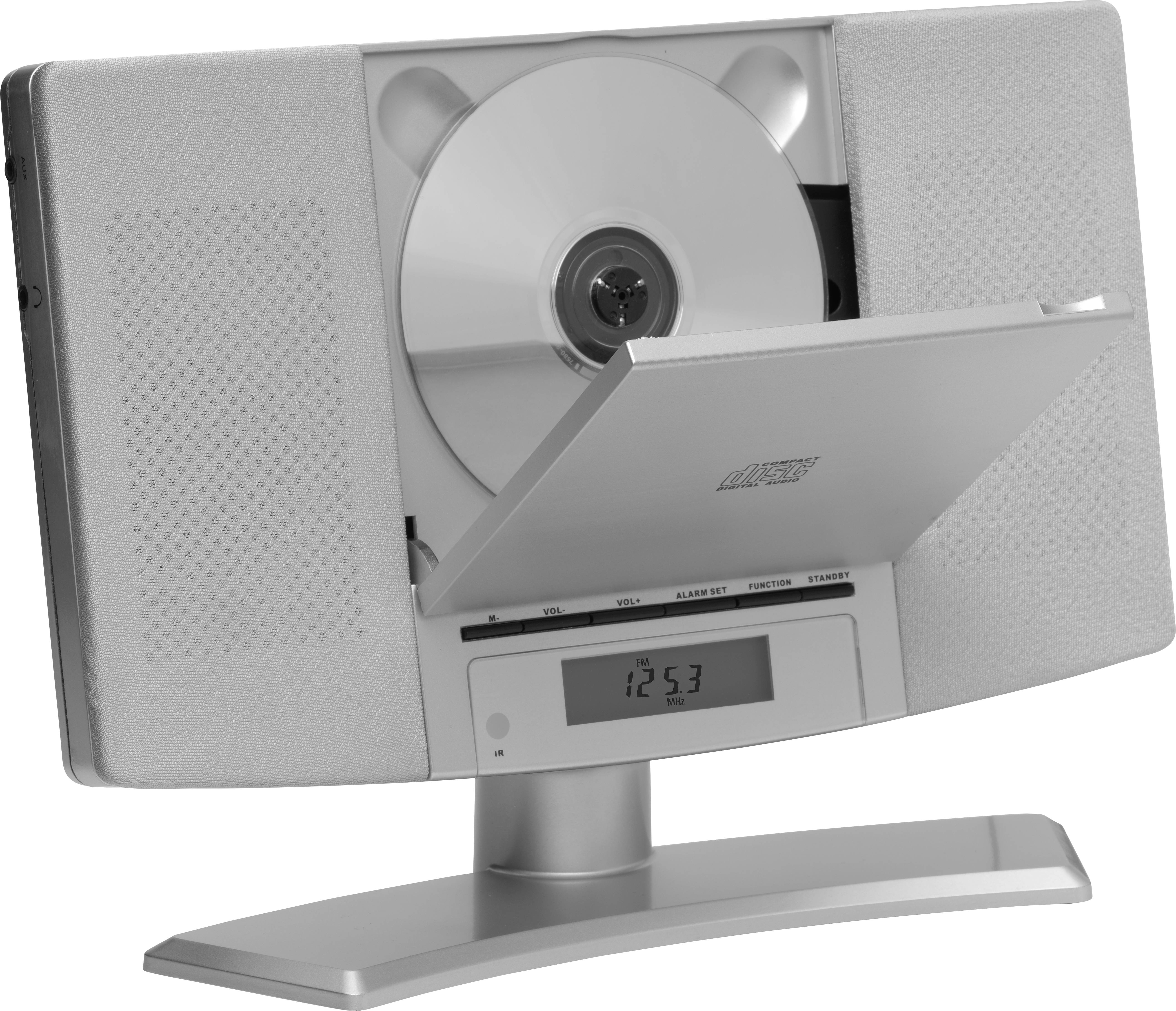 Denver MC-5220 Silver Chaîne stéréo CD, AUX, FM, avec télécommande, montage mural argent