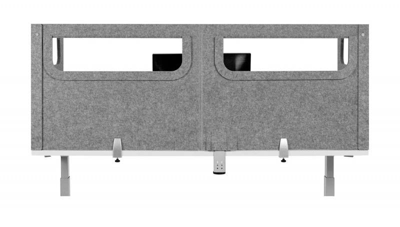 BakkerElkhuizen BNESSULGY160D80 Cloison de table Bakker en forme de U ou fenêtre acrylique gris 80 cm de profondeur