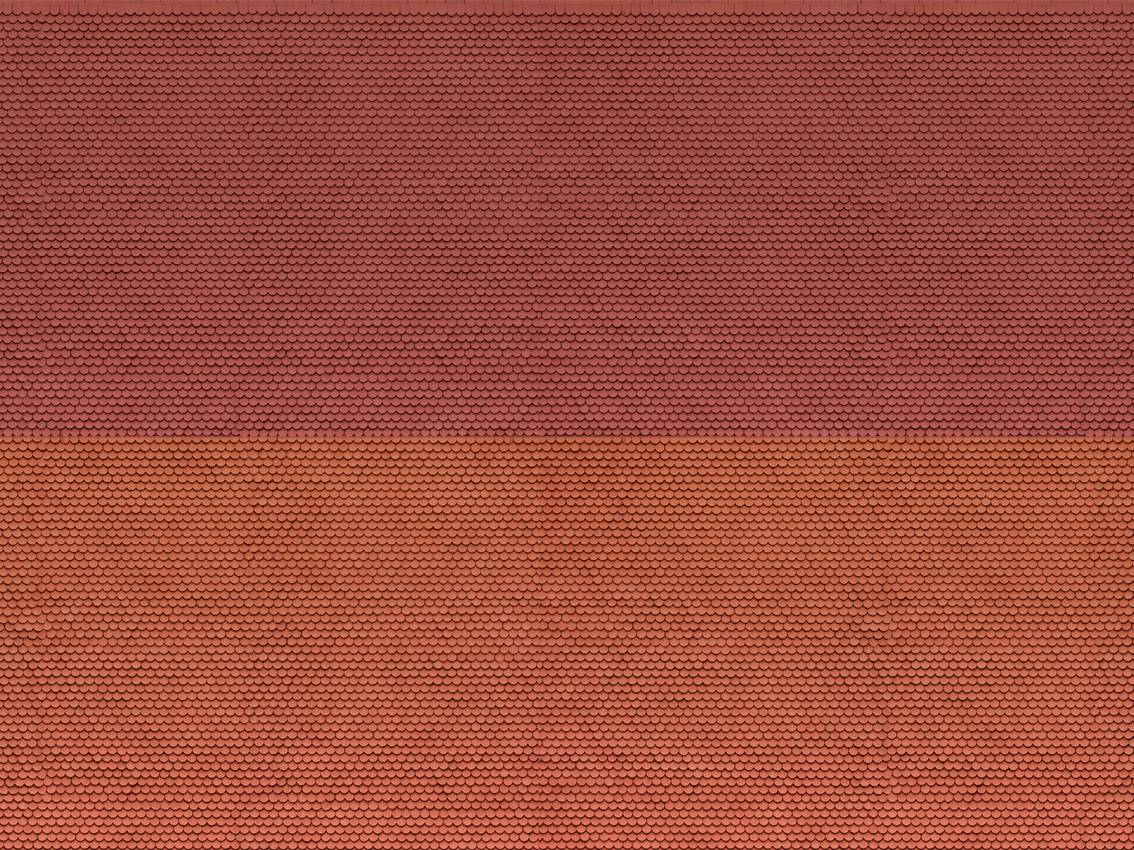 L'image montre une structure textile bicolore dans des tons de rouge et d'orange avec une division horizontale nette.