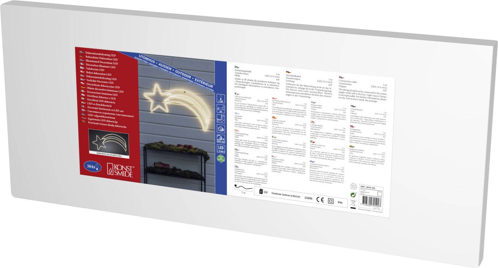 Konstsmide 3079-102 Image LED pour fenêtres comète blanc chaud LED transparent(e) CEE: E (A - G)
