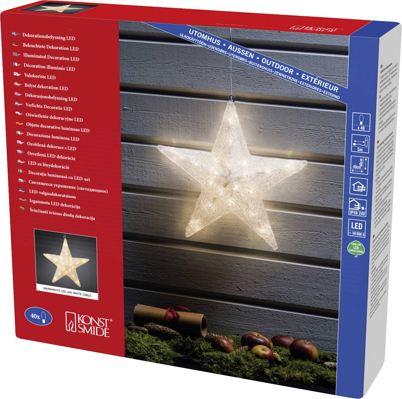 Konstsmide 4483-103 Acryl-Figur CEE: F (A - G) étoile blanc chaud LED transparent(e)