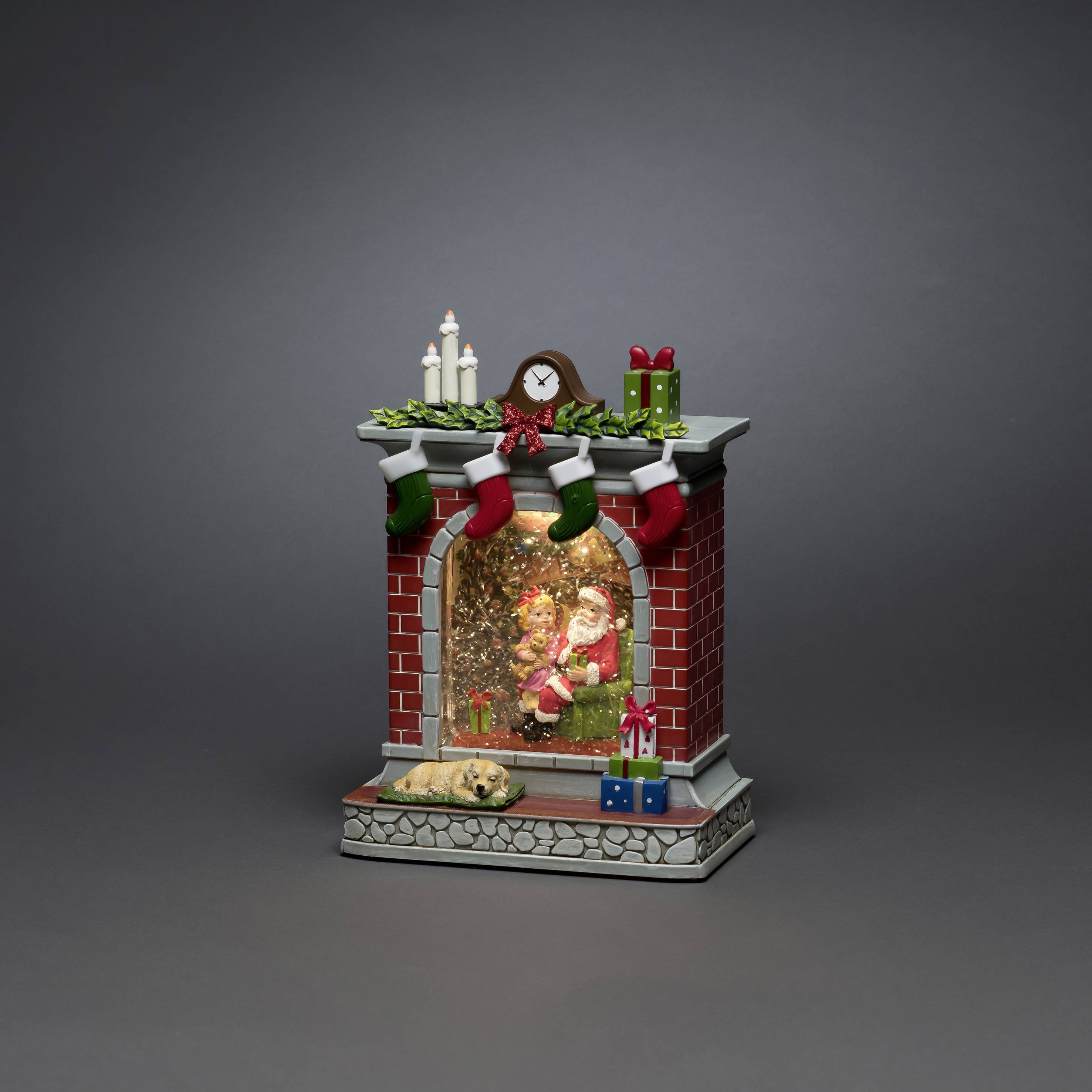 Konstsmide 4393-000 Lanterne à LED Père-Noël avec enfant LED rouge avec interrupteur, minuteur, enneigé