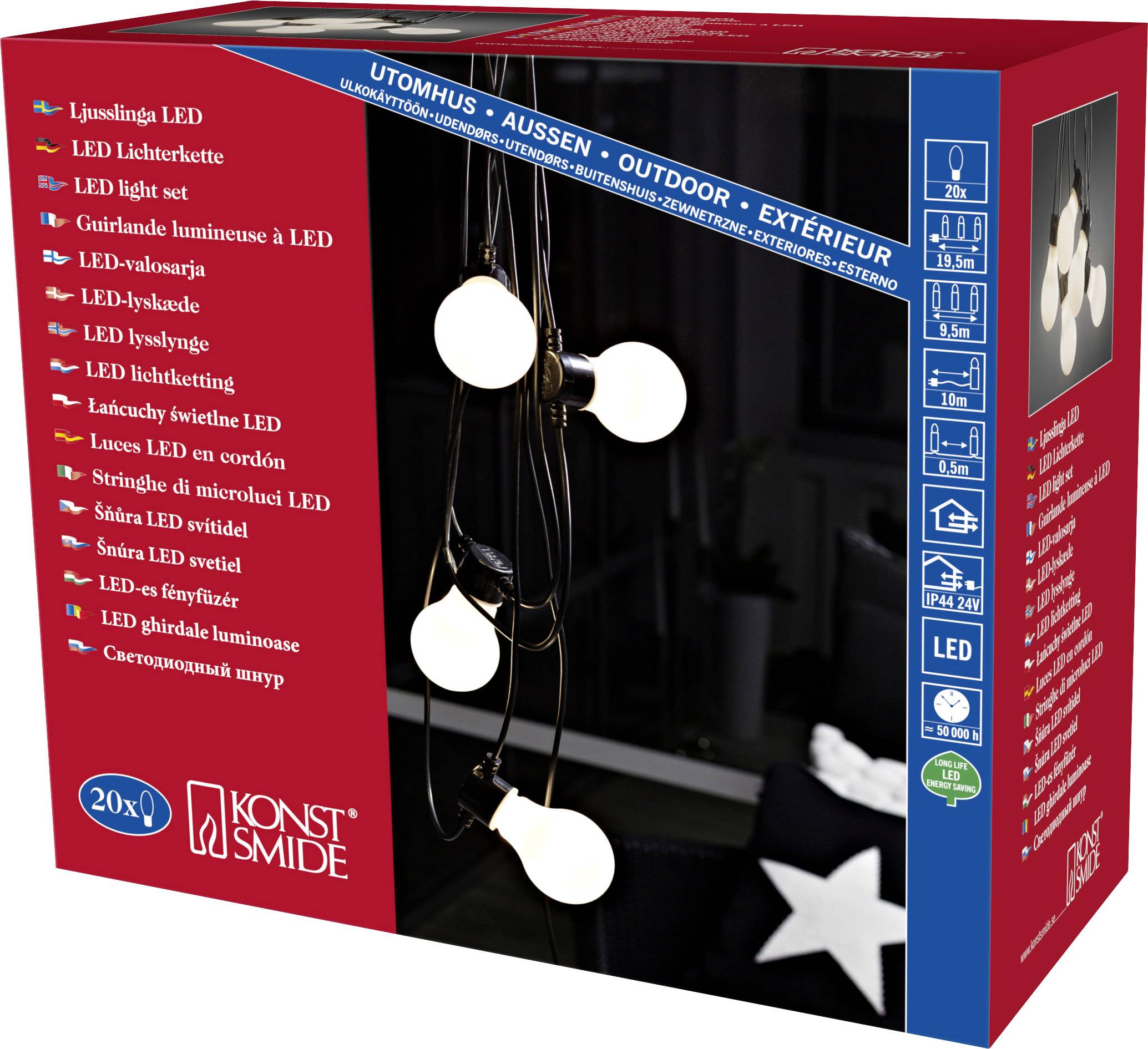 Konstsmide 2389-120 Guirlande lumineuse pour fêtes pour l'intérieur/extérieur sur secteur Nombre de lumière 10 LED Longueu