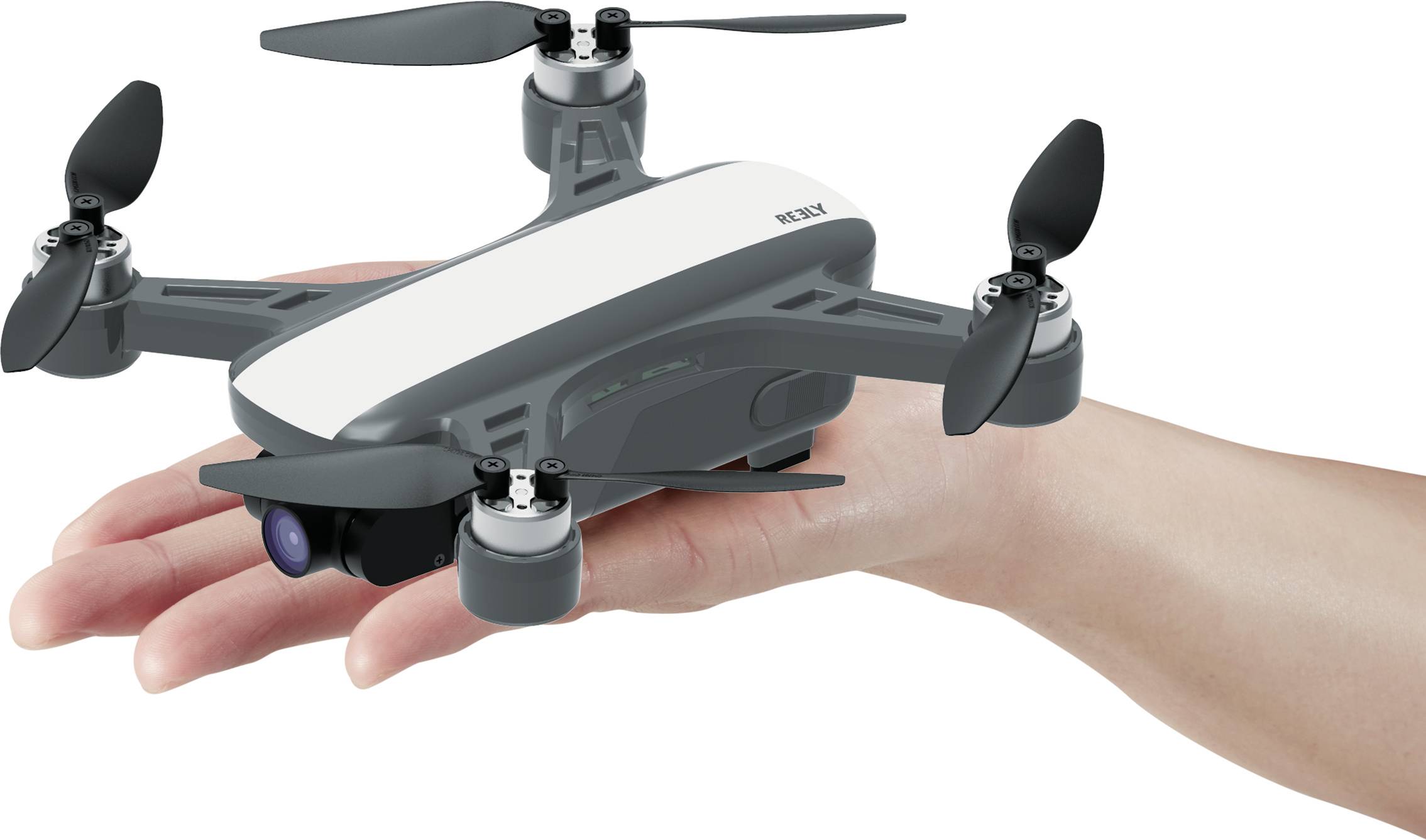 Drone quadricoptère Reely GeNii Mini prêt à voler (RtF) prises de vue aériennes blanc-gris