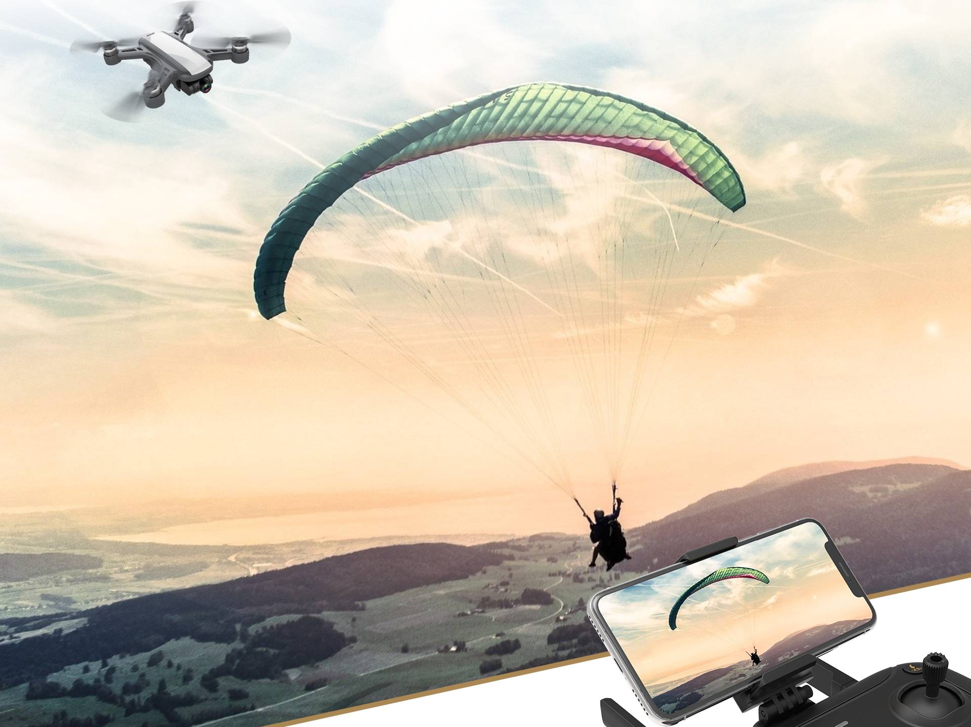 Drone quadricoptère Reely GeNii Mini prêt à voler (RtF) prises de vue aériennes blanc-gris