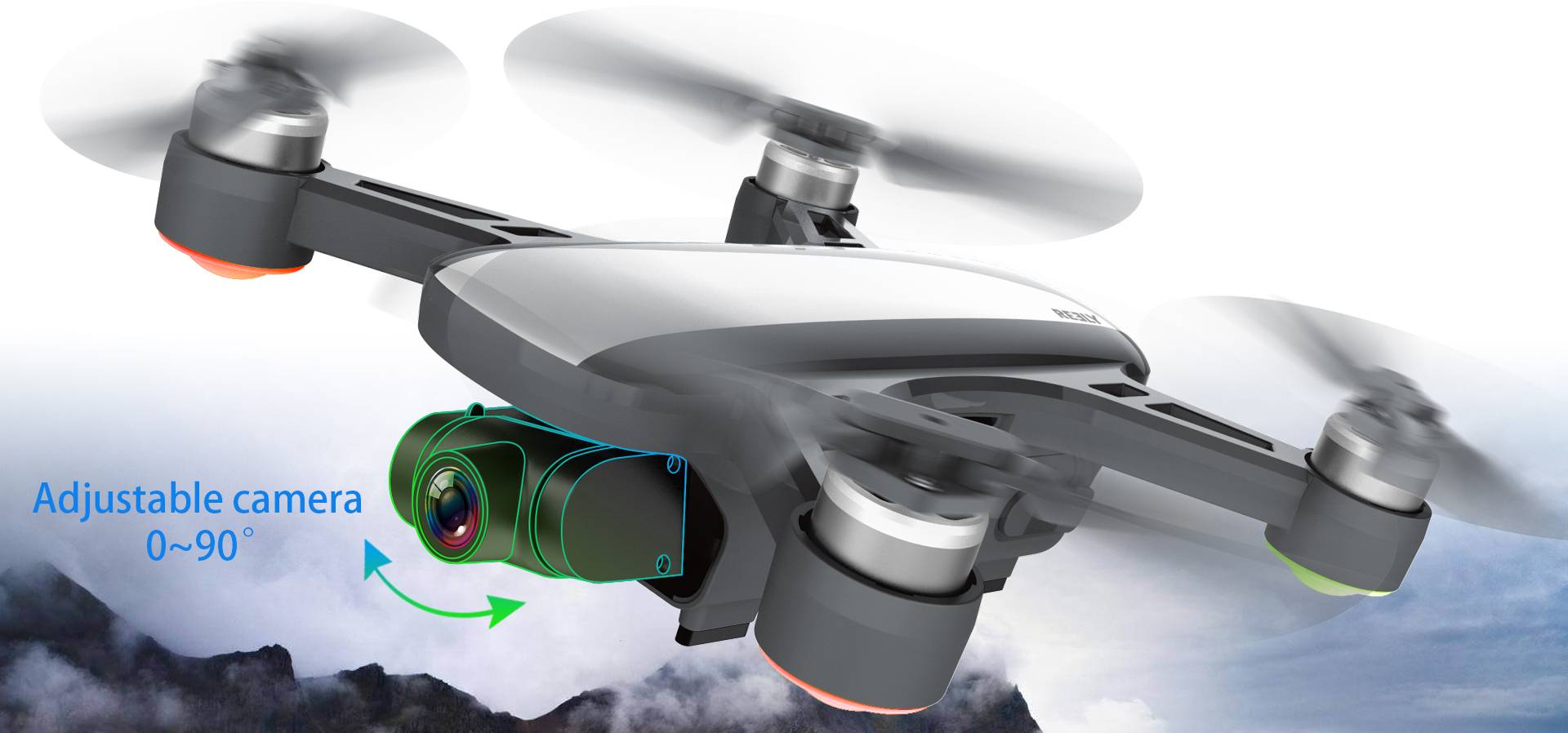 Drone quadricoptère Reely GeNii Mini prêt à voler (RtF) prises de vue aériennes blanc-gris