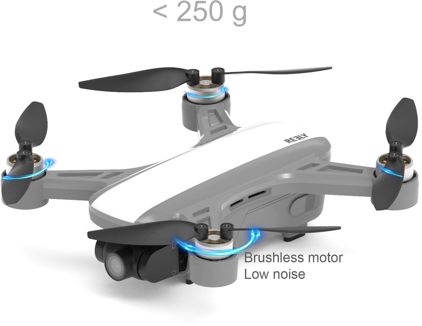 Drone quadricoptère Reely GeNii Mini prêt à voler (RtF) prises de vue aériennes blanc-gris