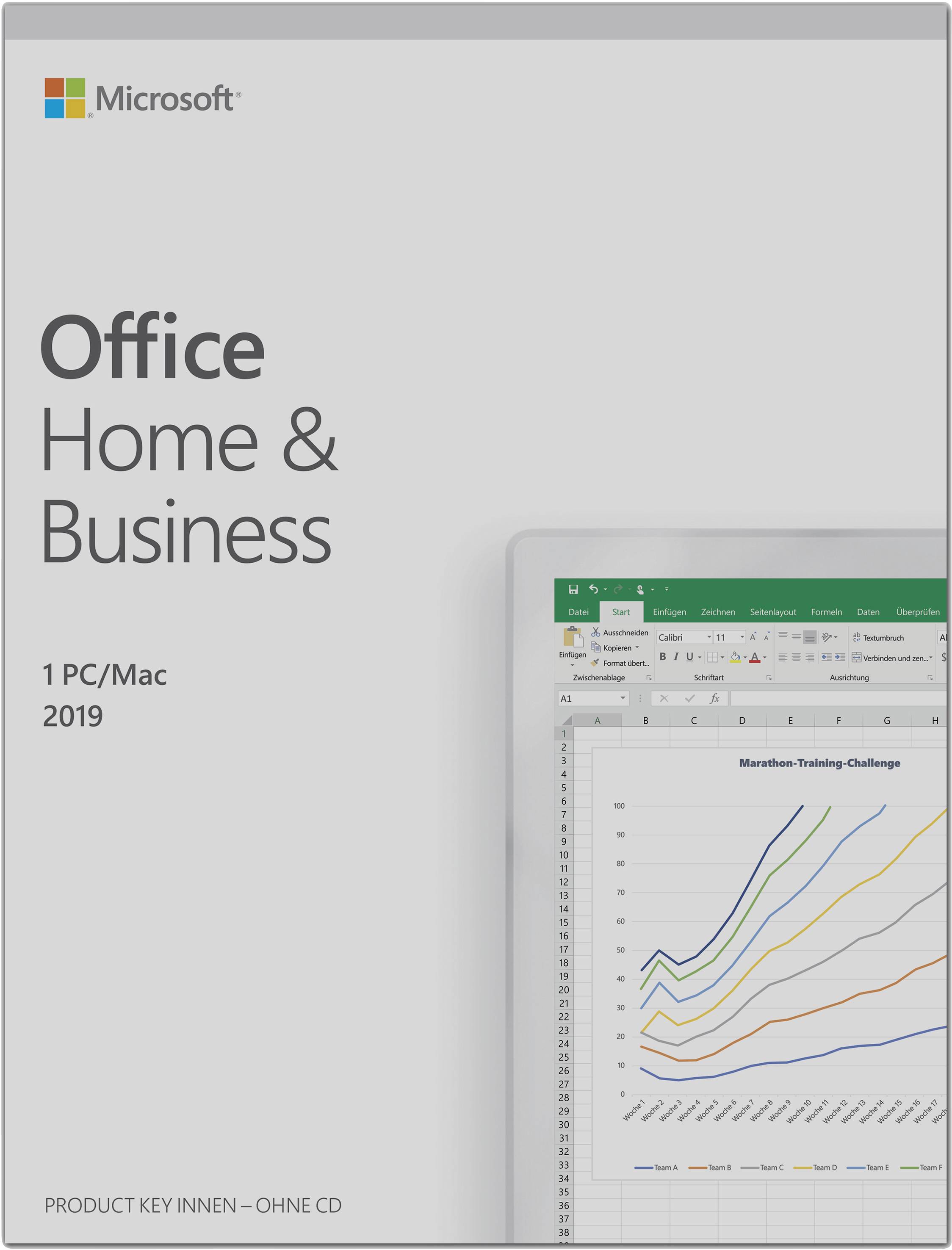 Microsoft Home and Business 2019 version complète, 1 licence Windows, Mac Pack Office