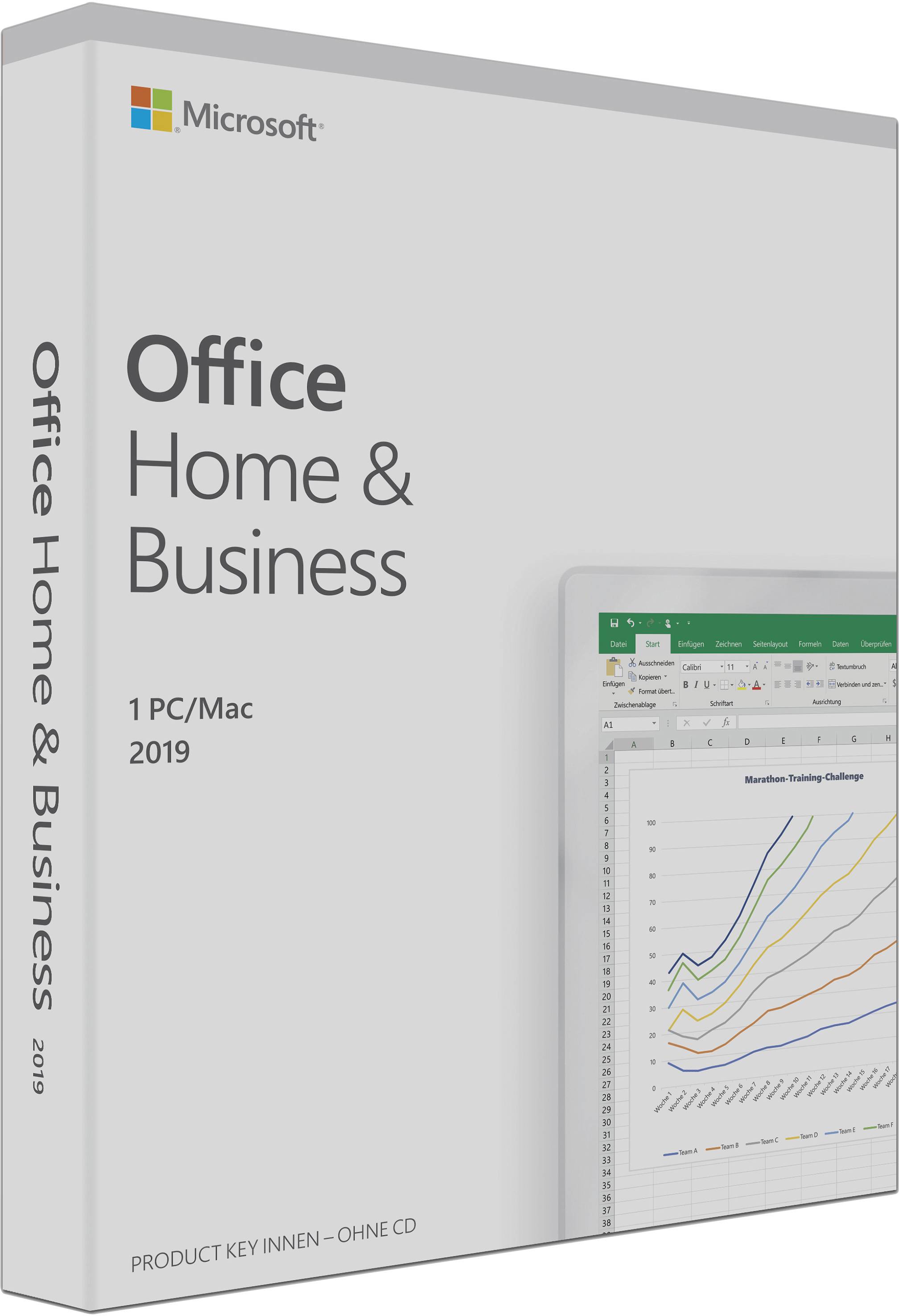 Microsoft Home and Business 2019 version complète, 1 licence Windows, Mac Pack Office
