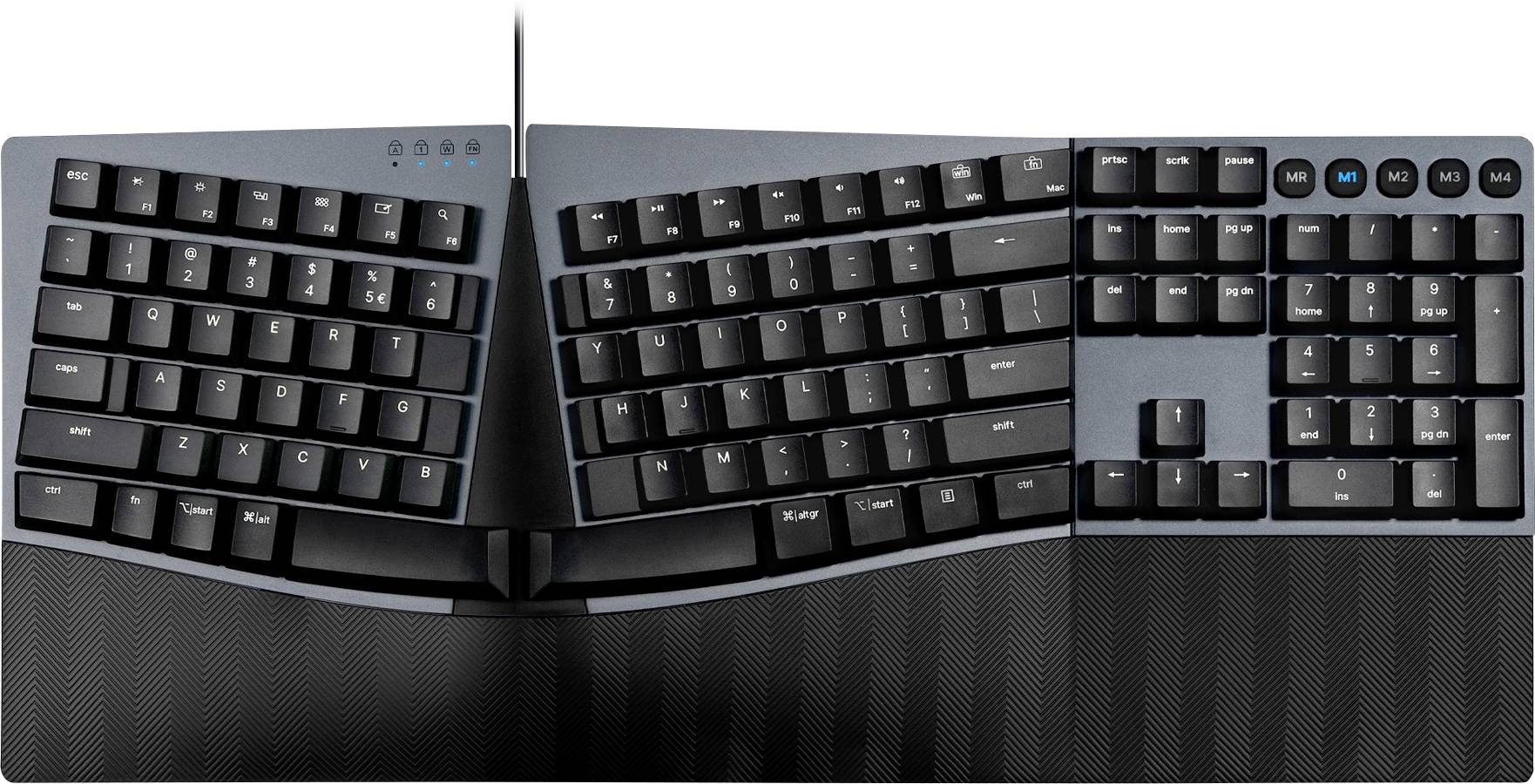 Perixx PERIBOARD-535 BR DE USB Clavier allemand, QWERTZ noir ergonomique