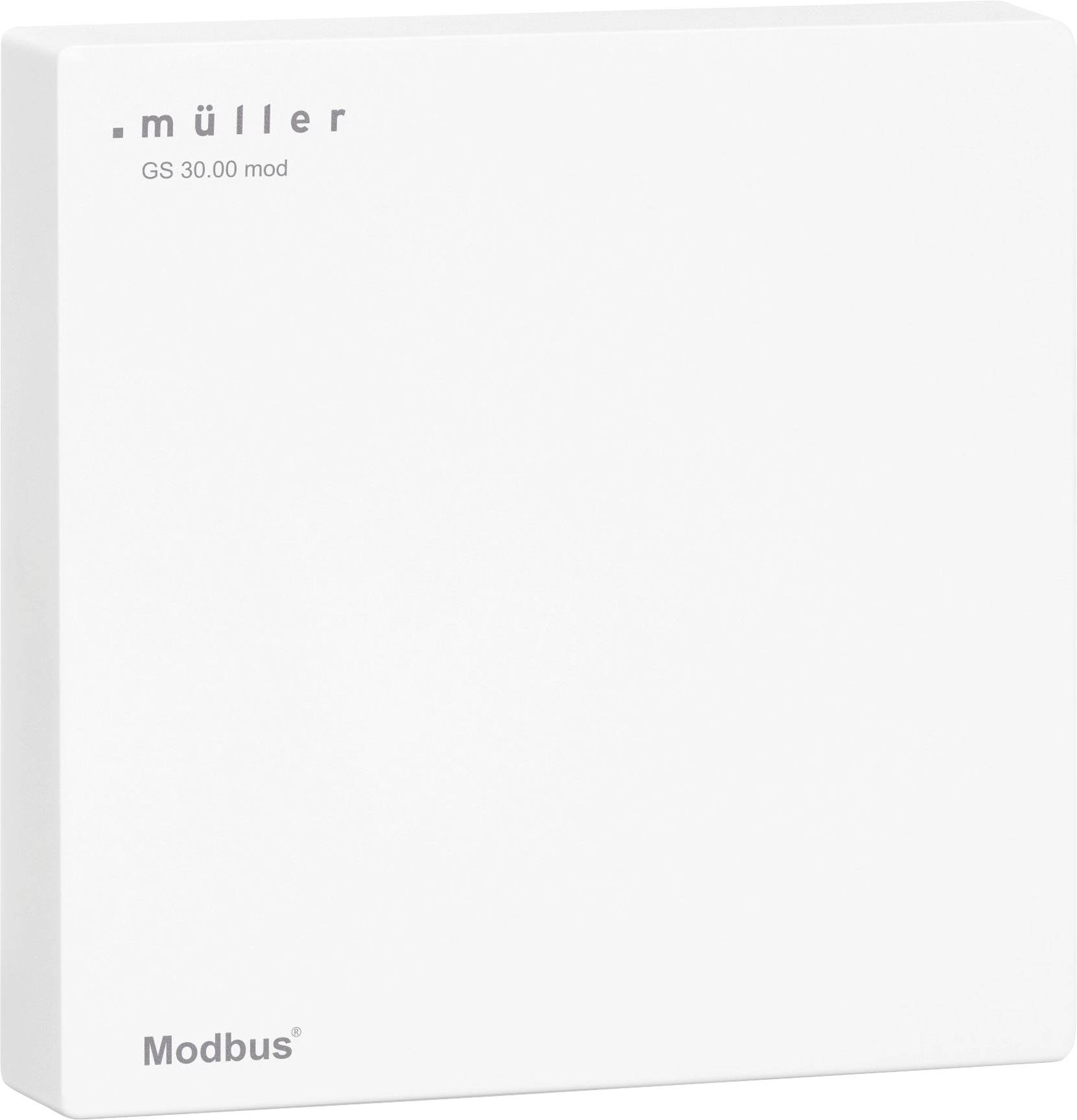 Boîtier carré blanc portant les inscriptions « müller GS 30.00 mod » et « Modbus » sur la face avant.